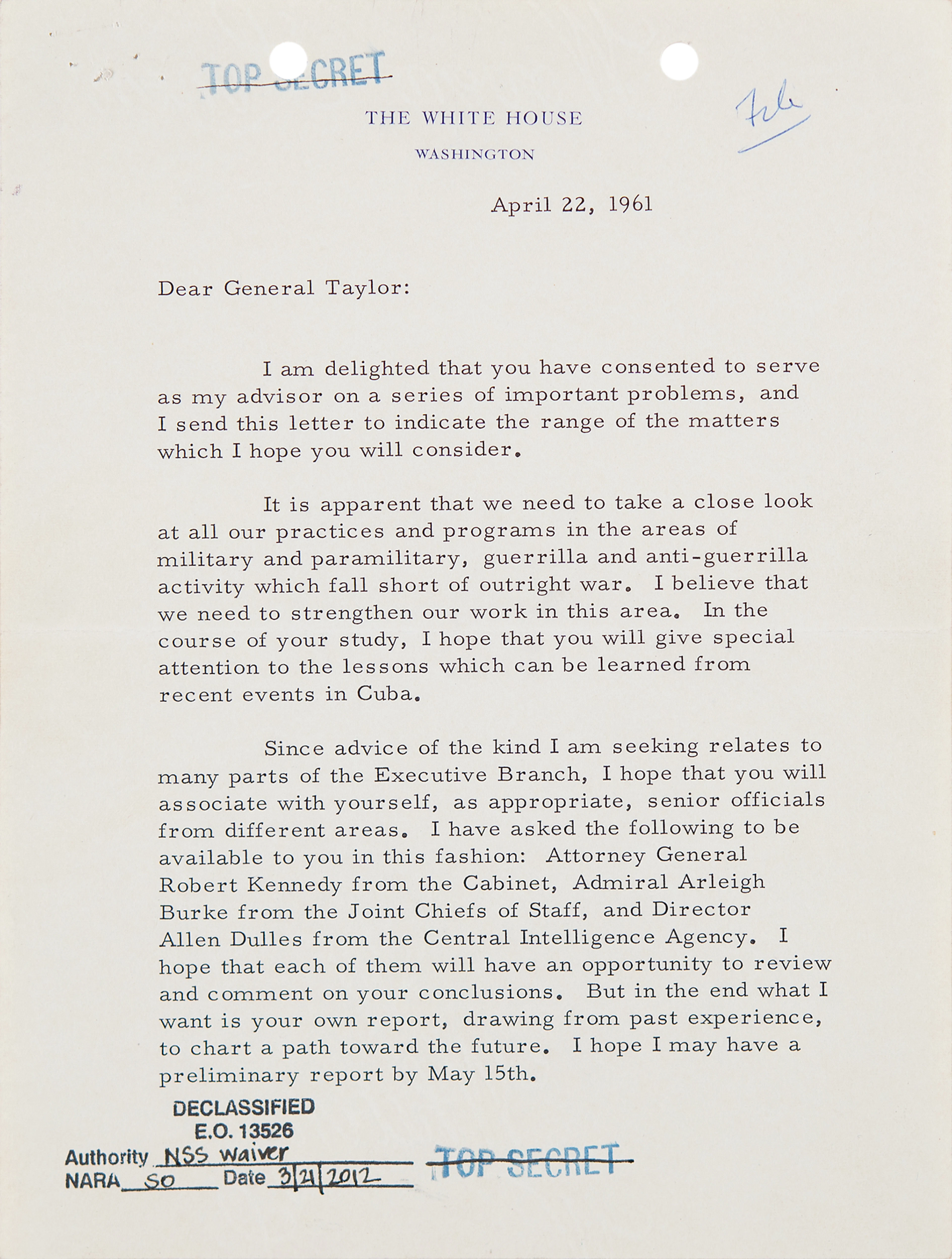 John F. Kennedy ‘Top Secret’ Typed Letter Signed as President - Sent