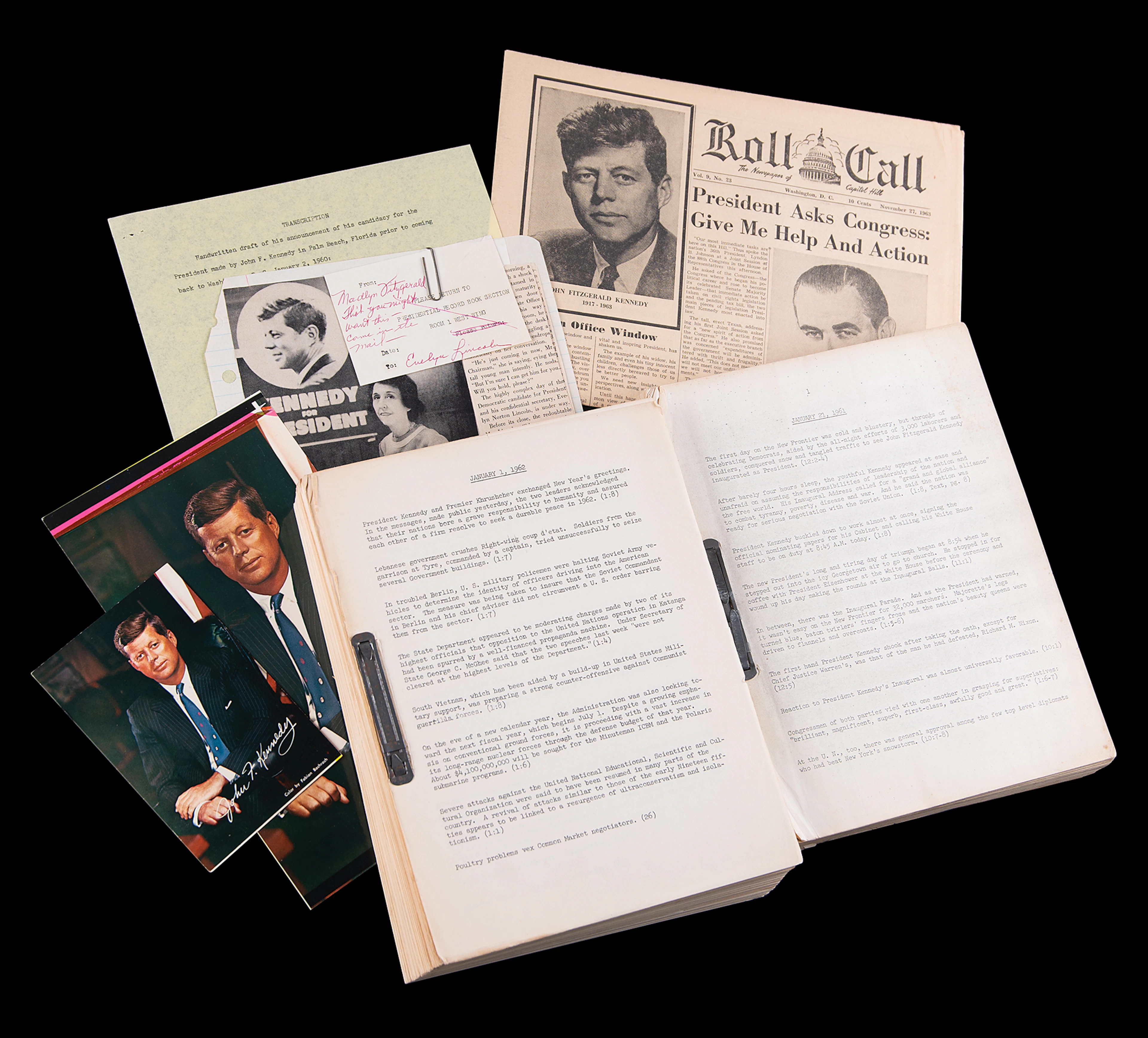 John F. Kennedy: Ephemera from the Files of HIs Secretary Evelyn Lincoln
