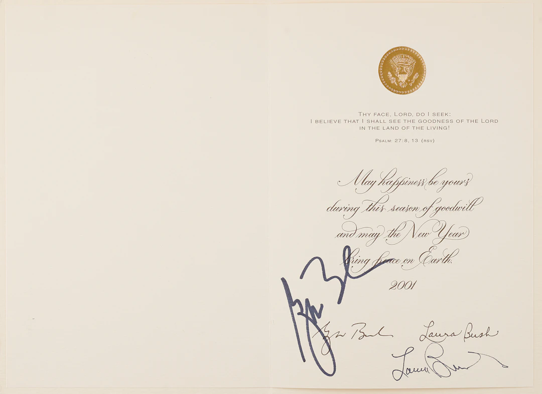 George W. Bush and Laura Bush Signed White House Christmas Card (2001)