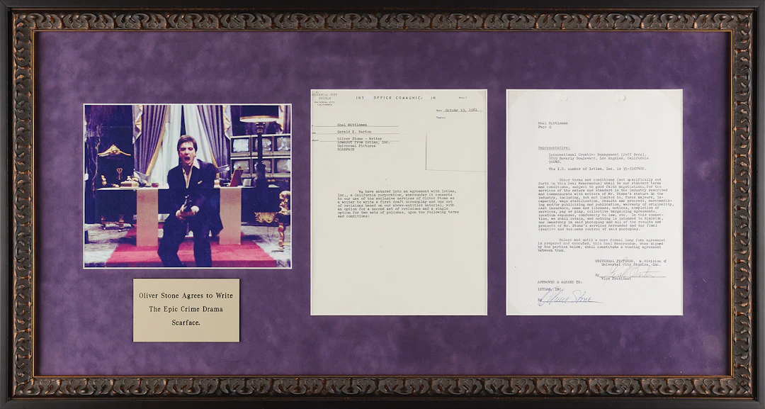 Oliver Stone Document Signed for Scarface
