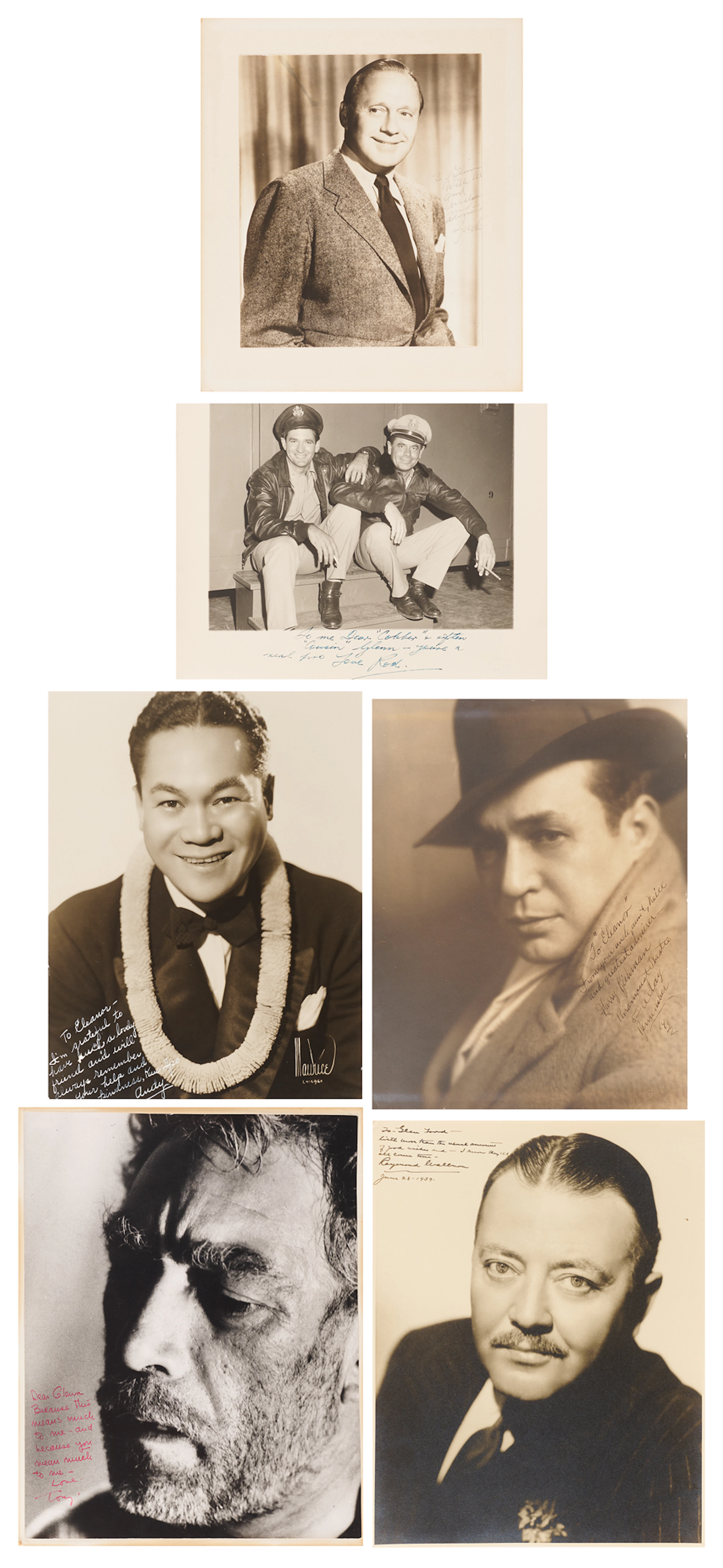 Actors (6) Signed Photographs to Glenn Ford and Eleanor Powell