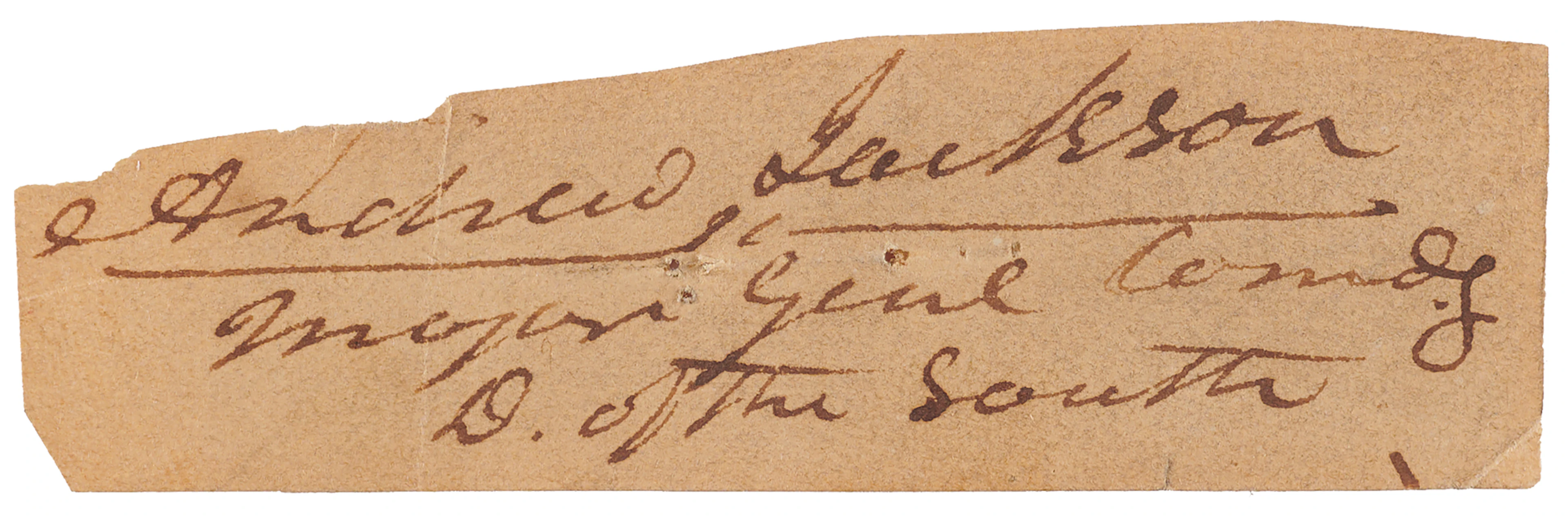 Andrew Jackson Signature as Commanding General of the Southern Division