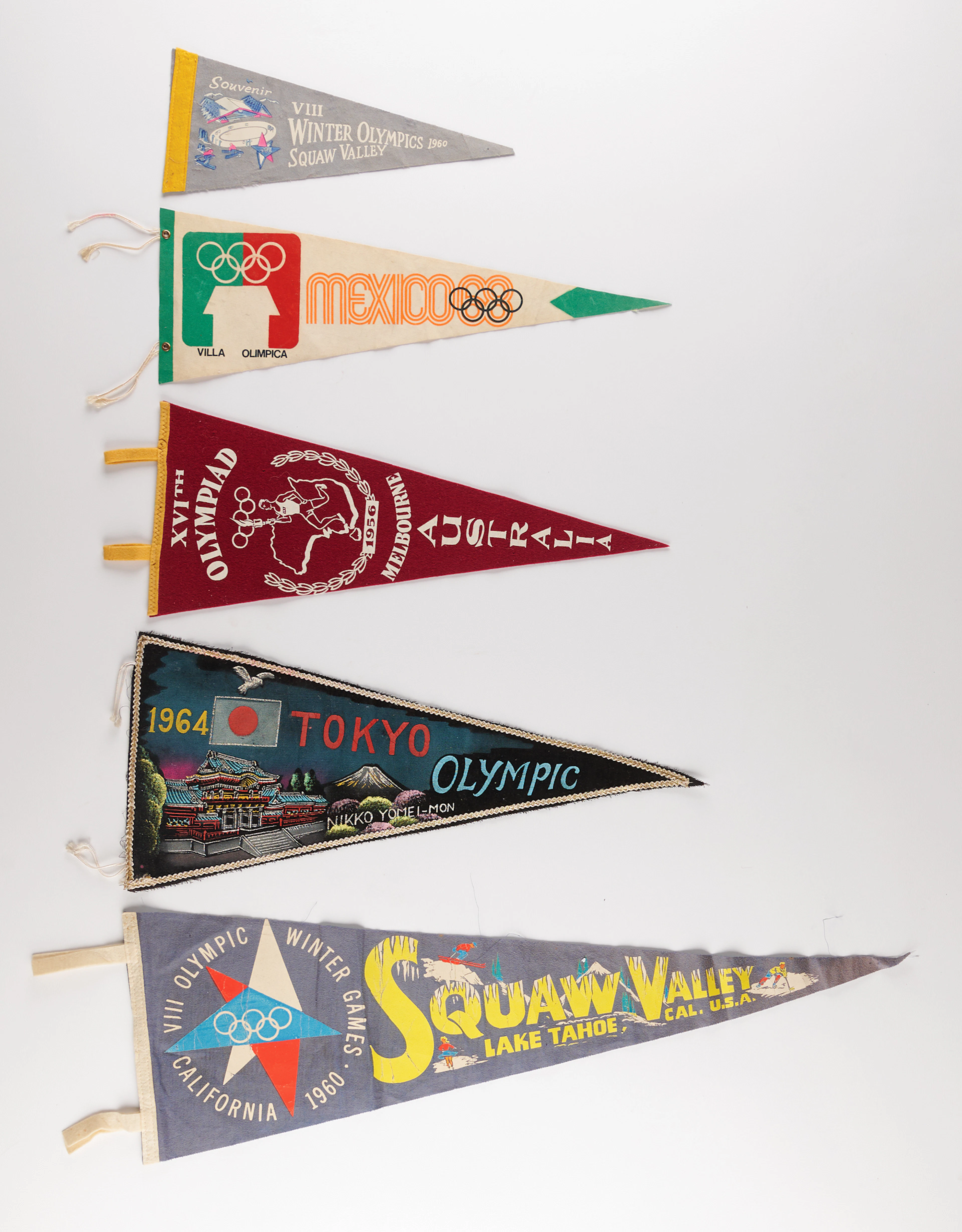 Olympic Summer and Winters Games (5) Souvenir Pennants - Melbourne