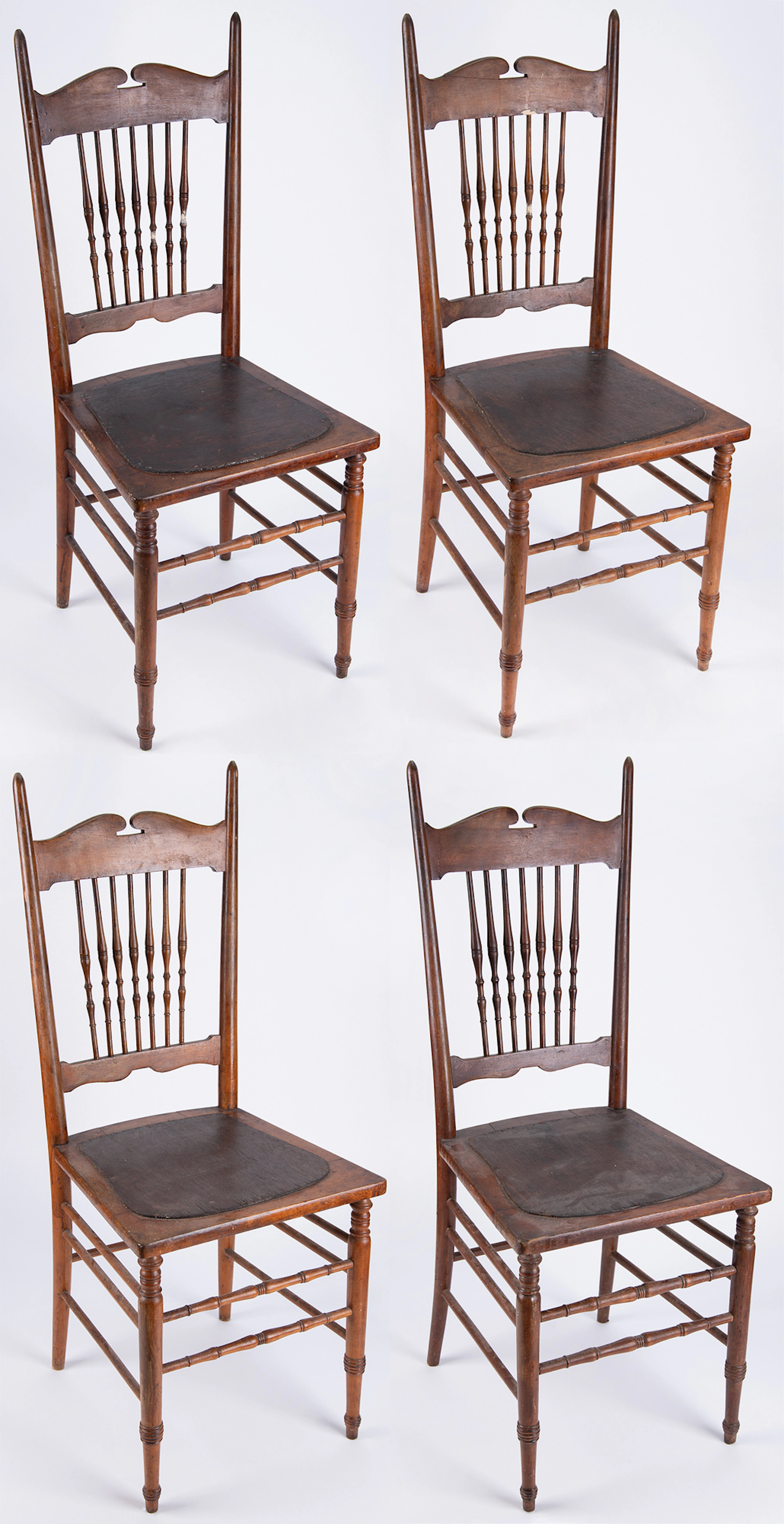 Camp David (4) Spindle-Back Chairs, Each With an Engraved “U.S. Property”