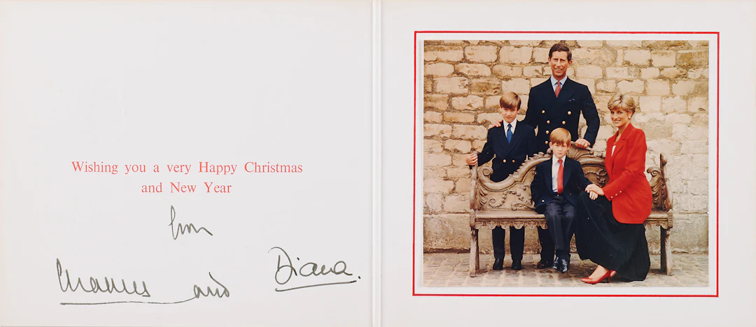 Princess Diana and King Charles III Signed Christmas Card (1990)
