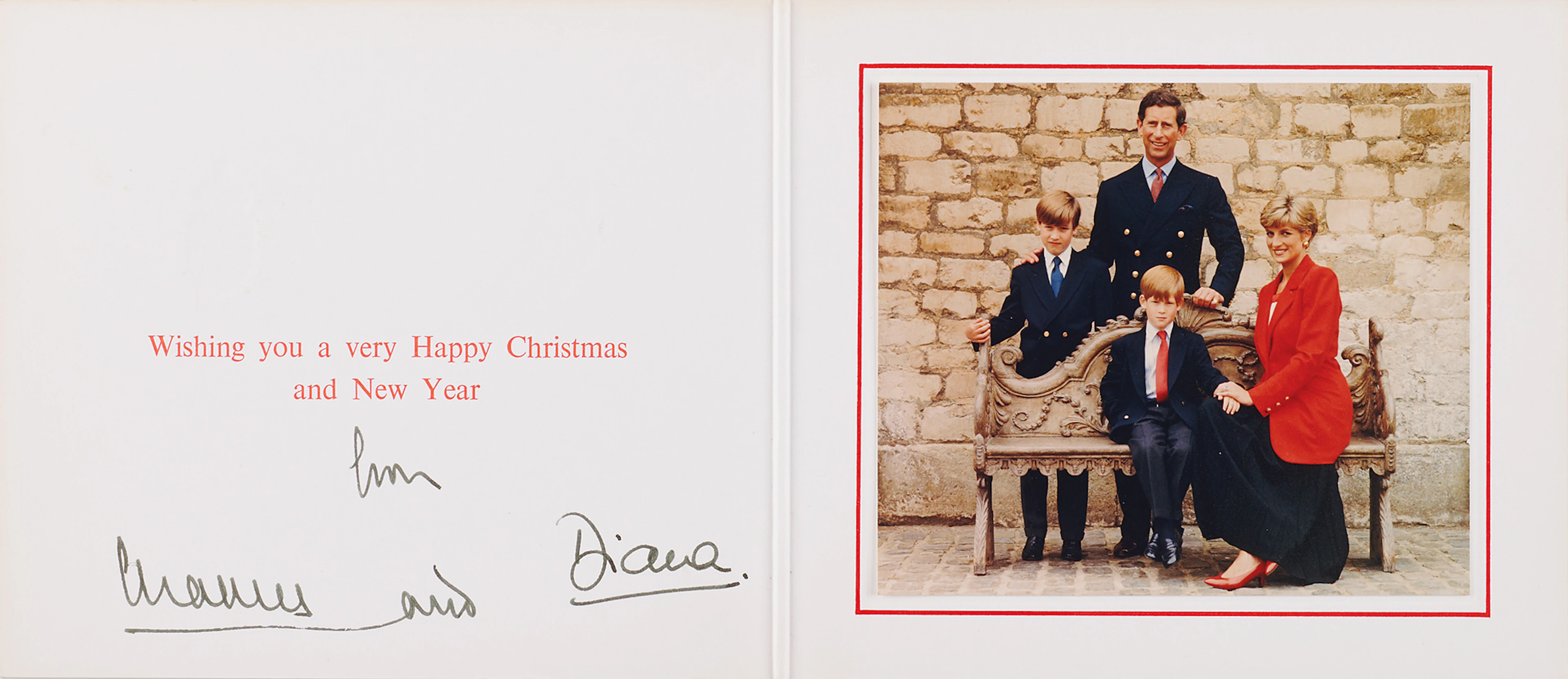 Princess Diana and King Charles III Signed Christmas Card (1990)
