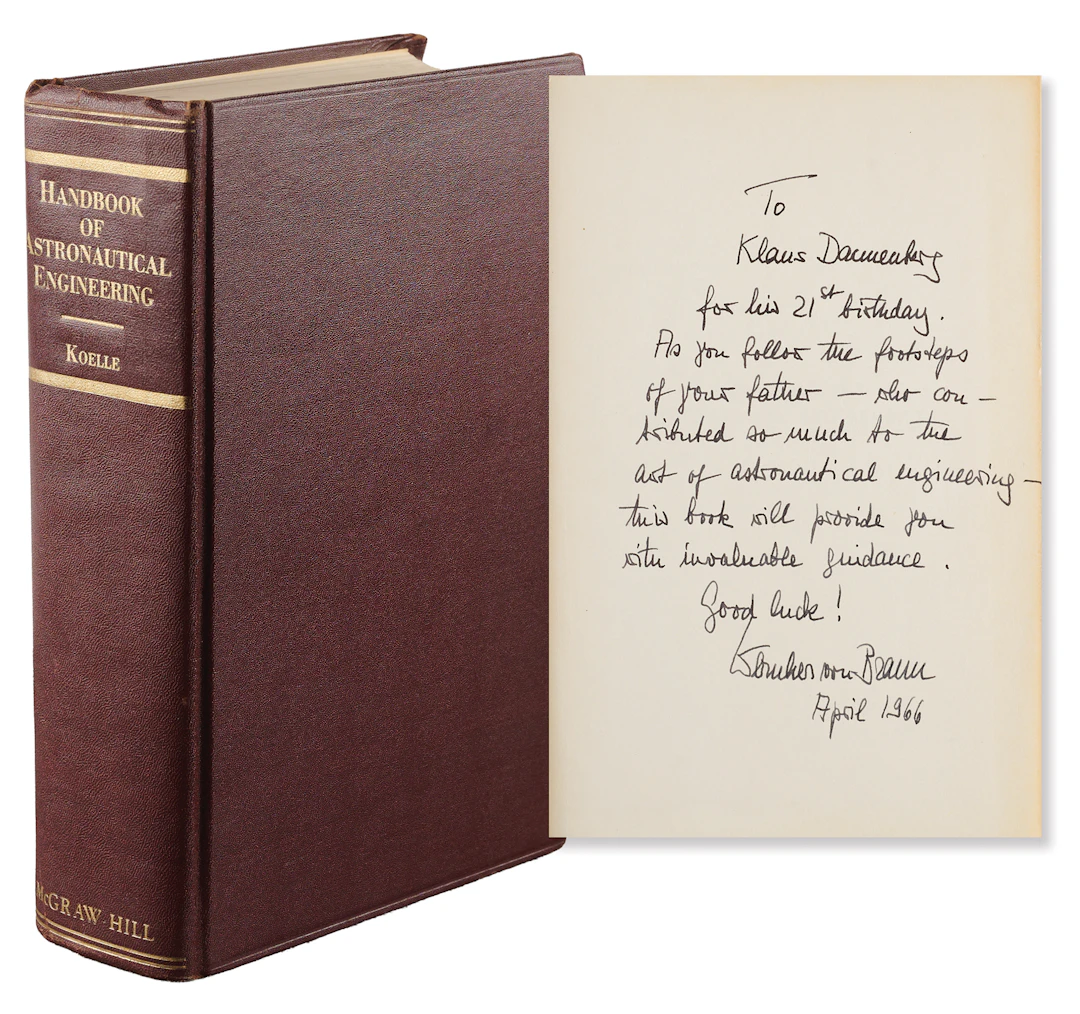 Wernher von Braun Signed Book - Handbook of Astronautical Engineering