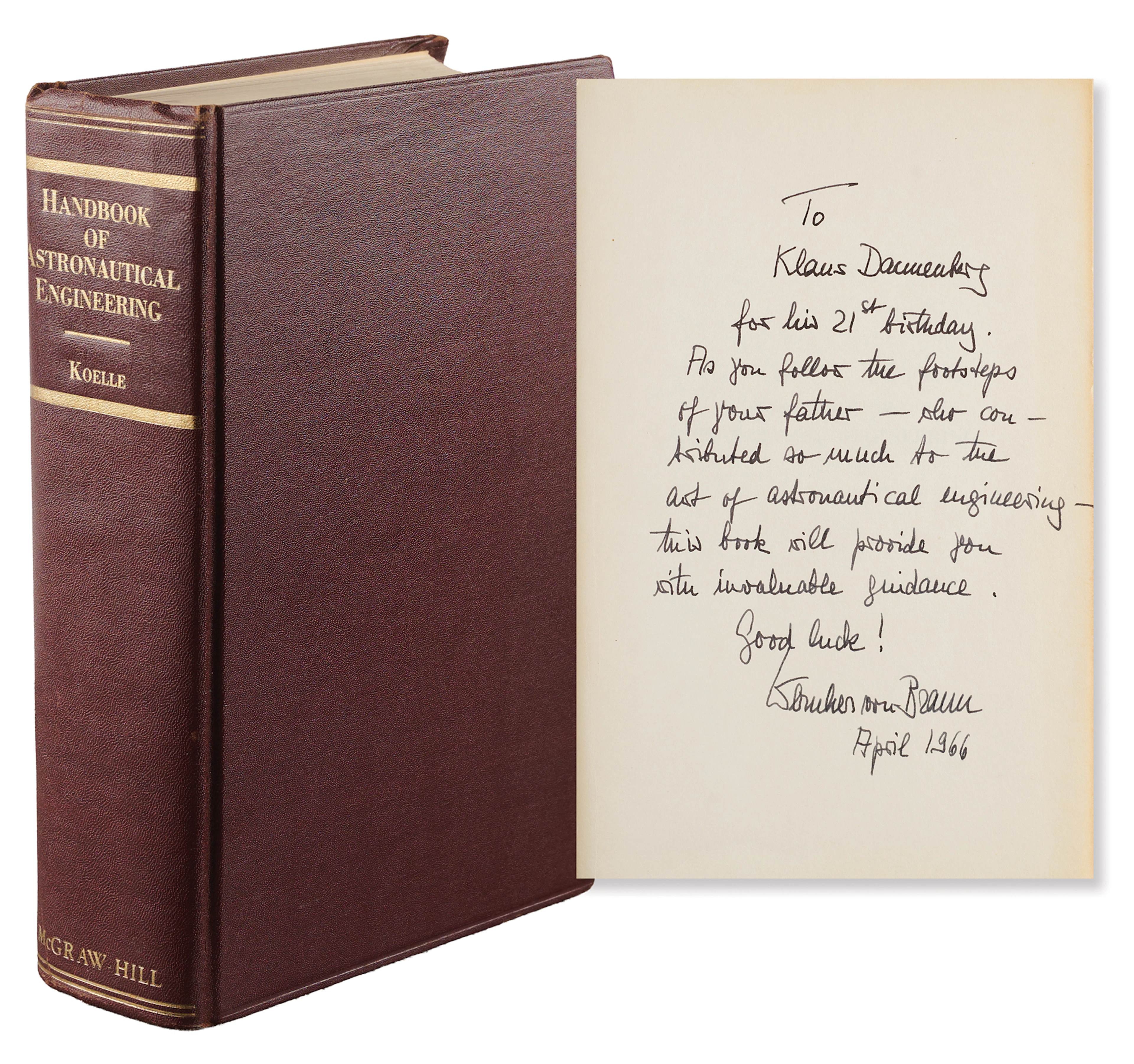Wernher von Braun Signed Book - Handbook of Astronautical Engineering