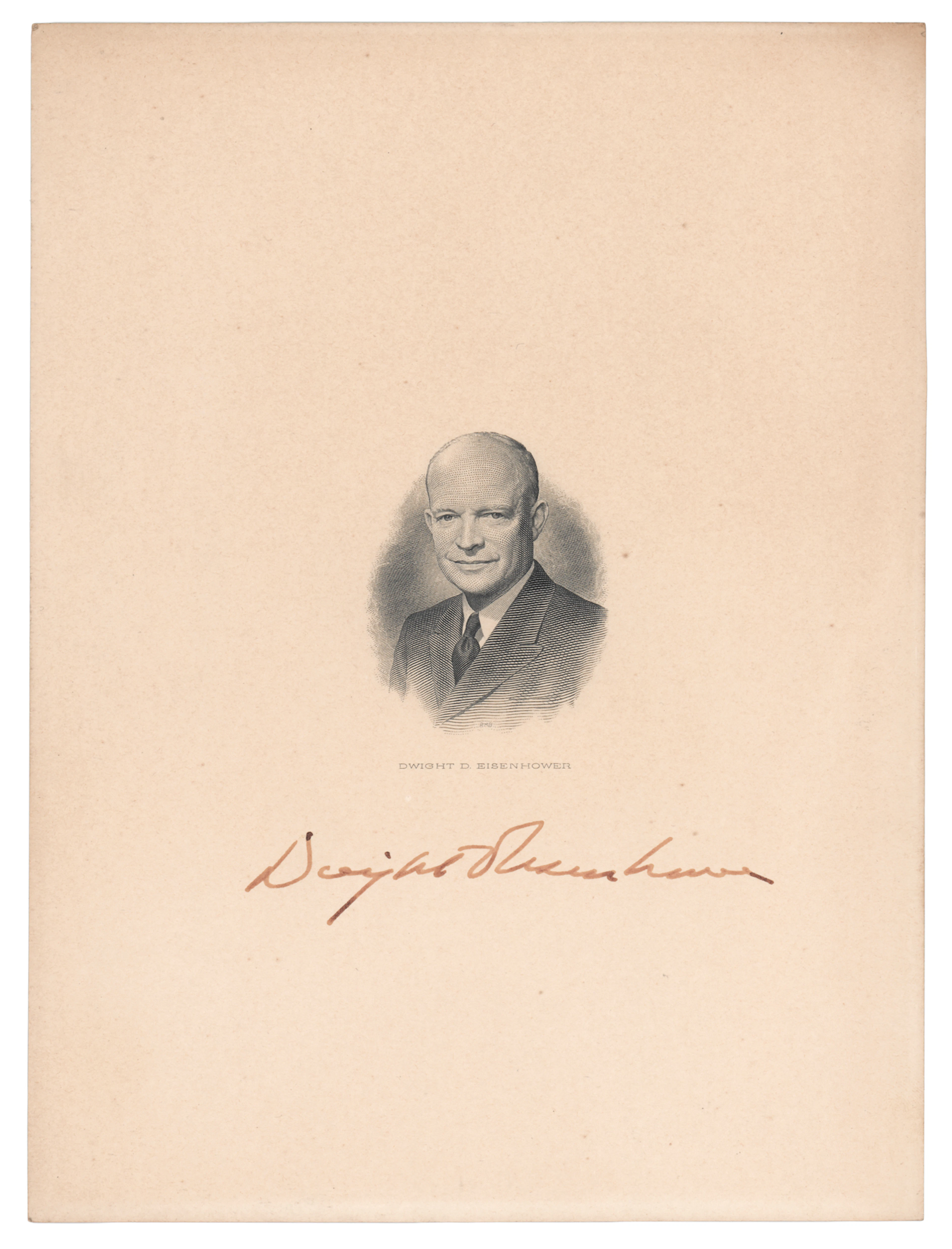 Dwight D. Eisenhower Signed Portrait Engraving