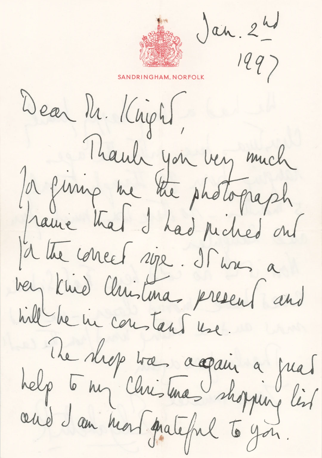 Queen Elizabeth II Autograph Letter Signed on Christmas Shopping and