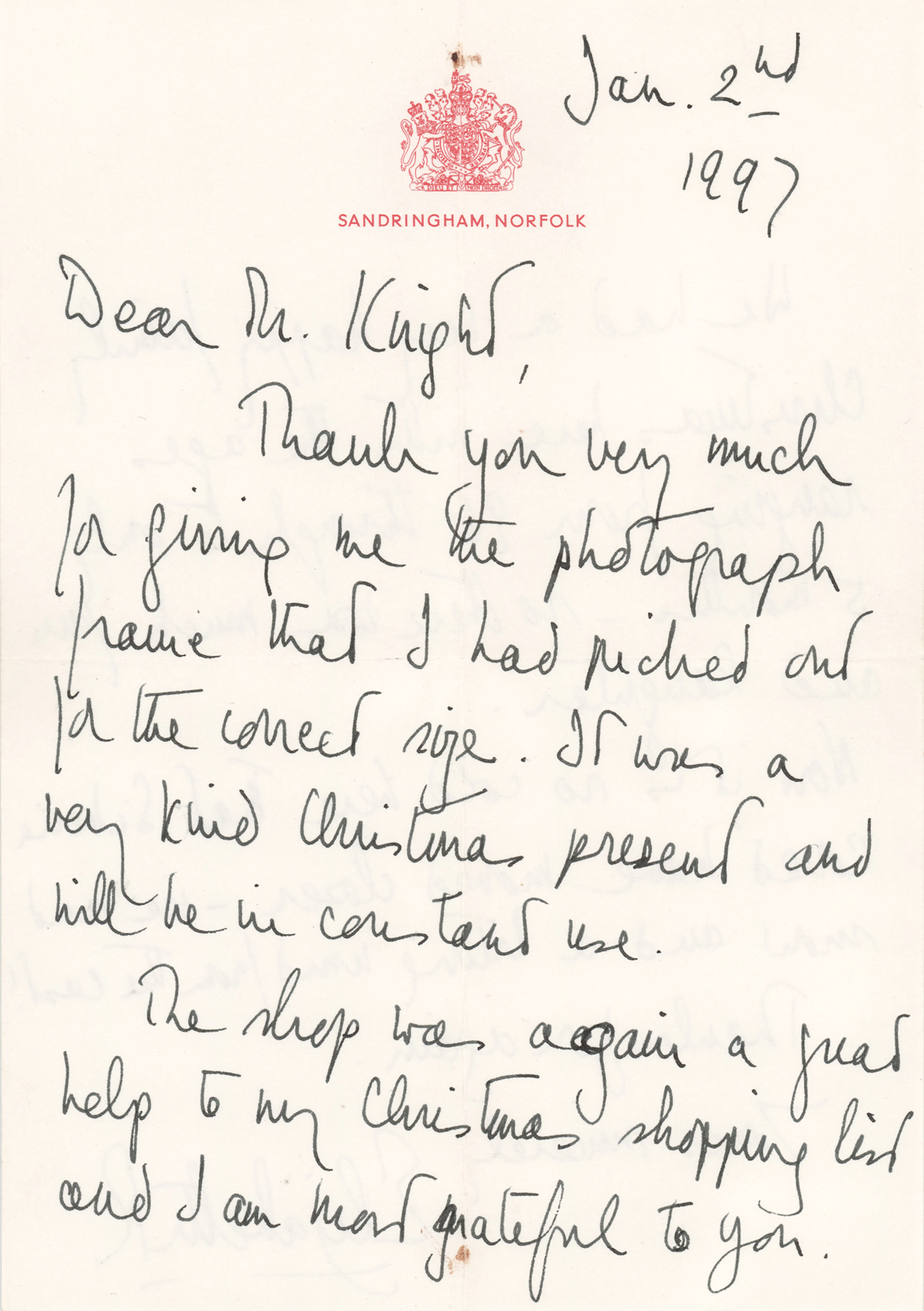 Queen Elizabeth II Autograph Letter Signed on Christmas Shopping and