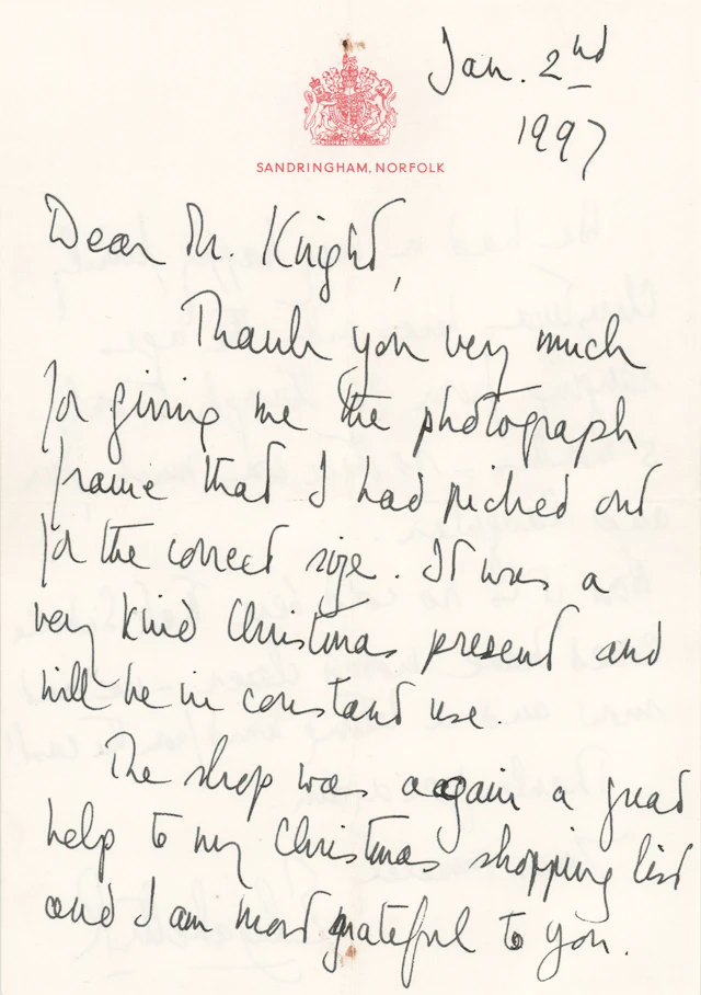 Queen Elizabeth II Autograph Letter Signed on Christmas Shopping and