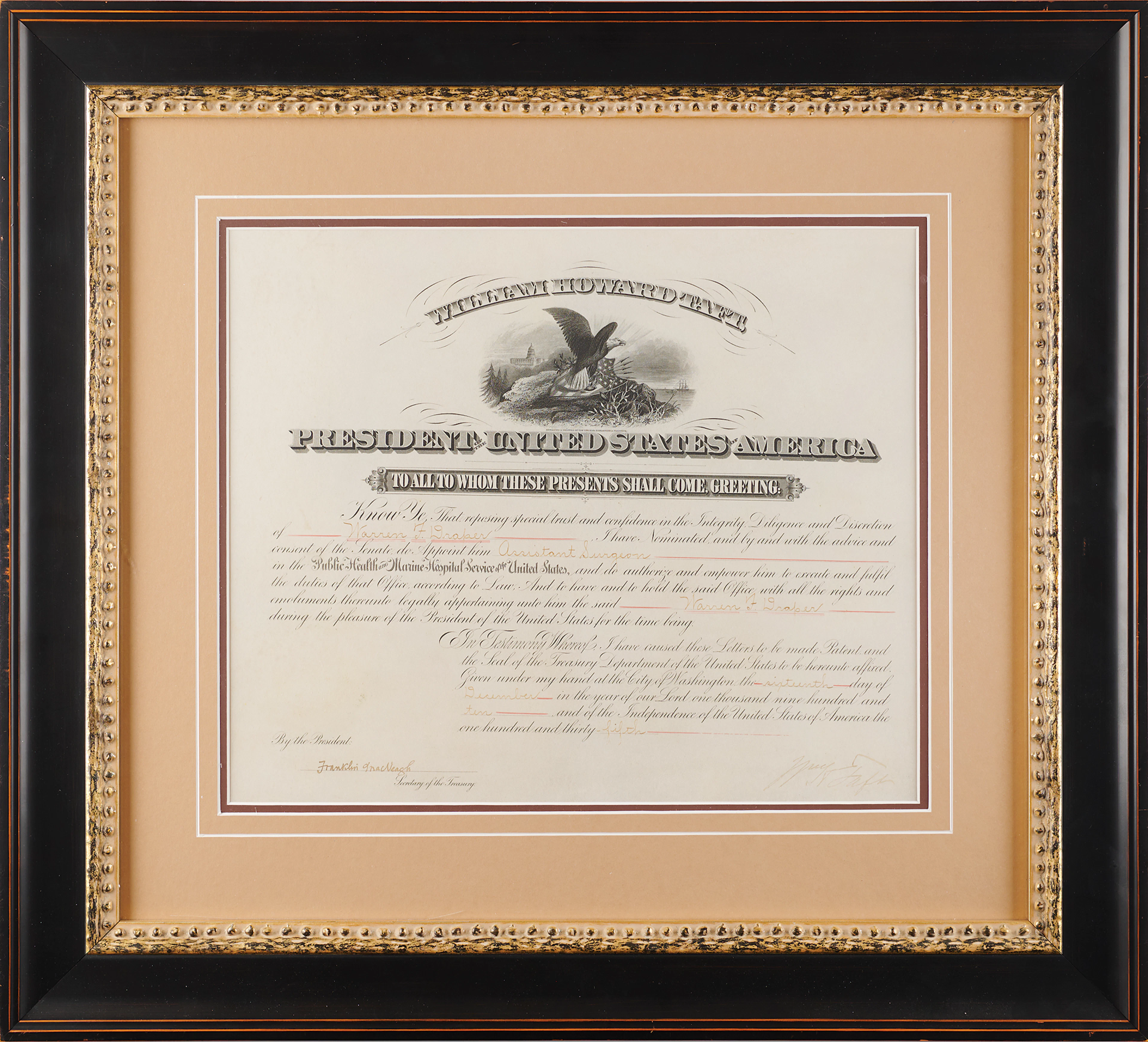 William H. Taft Document Signed as President