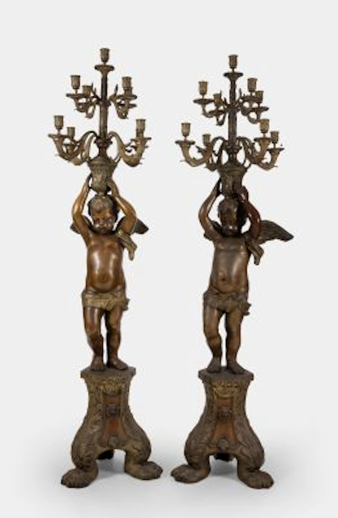 Pareja de candelabros, Francia, s. XX.
