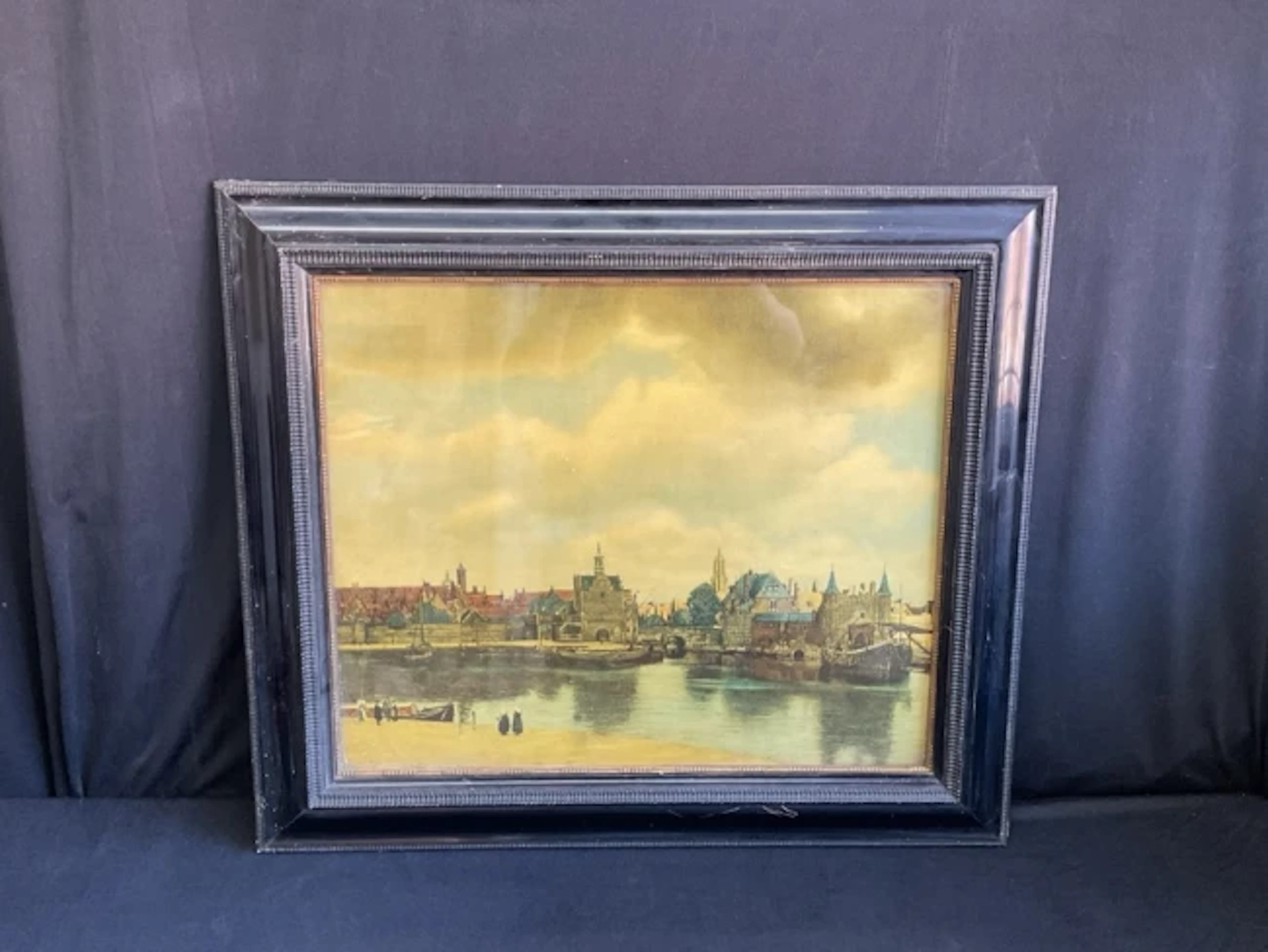 Johannes Vermeer, coloured print, View of Delft, in a Flemish style