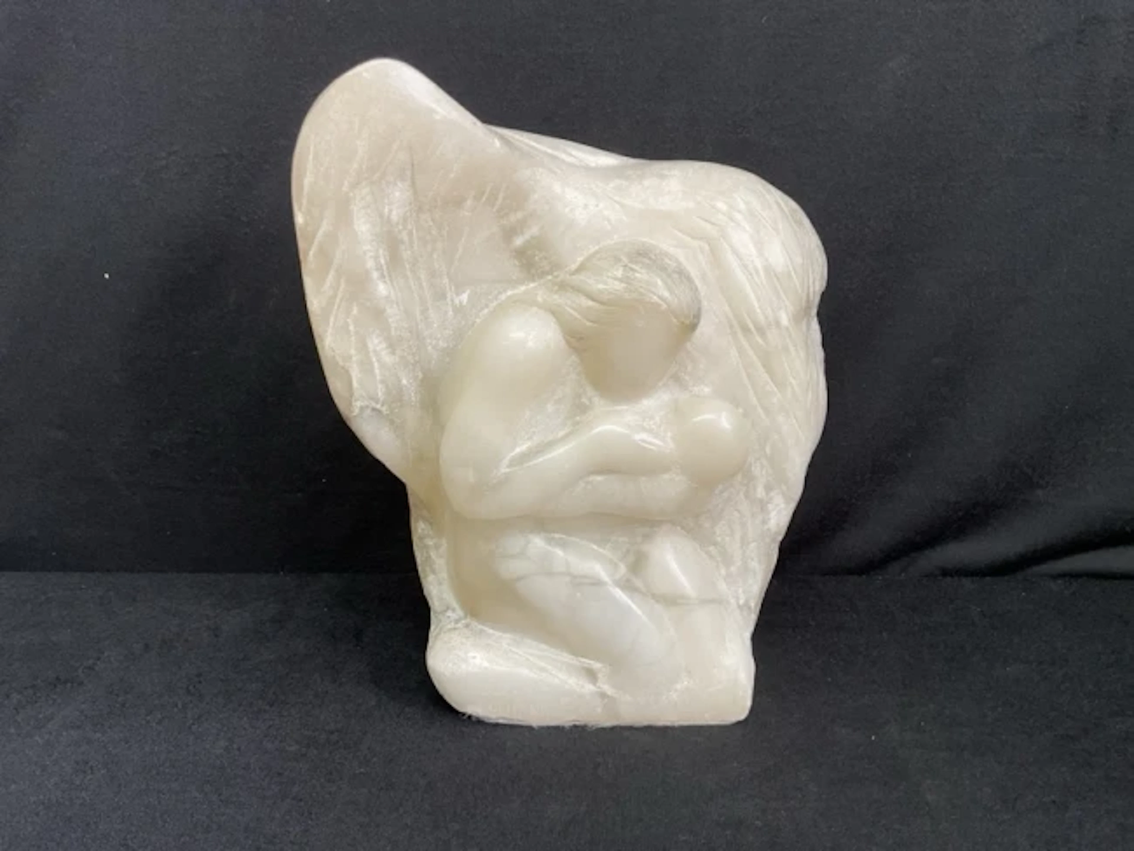 Michael Hipkins, alabaster sculpture of a kneeling Madonna and Child
