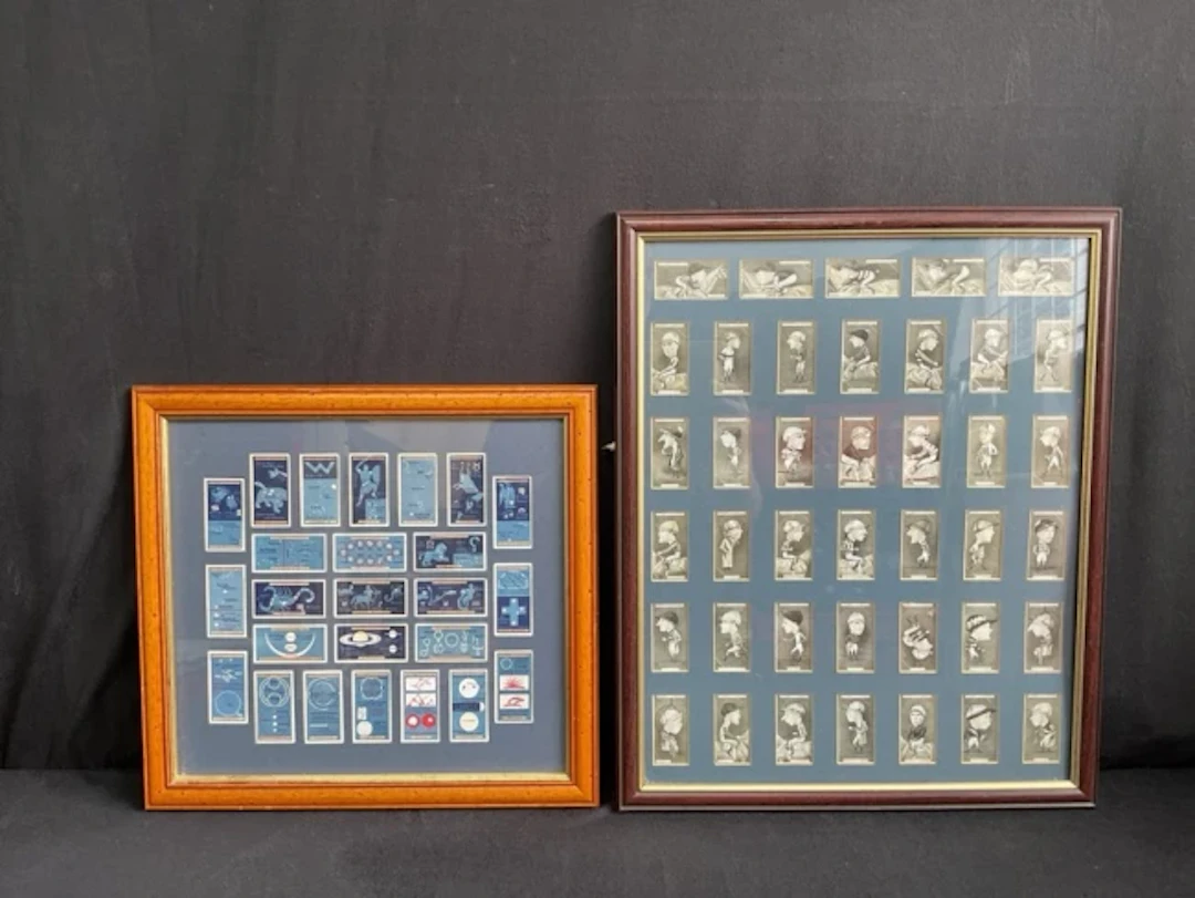 Two framed sets of Players cigarette cards, series of 25 astronomical