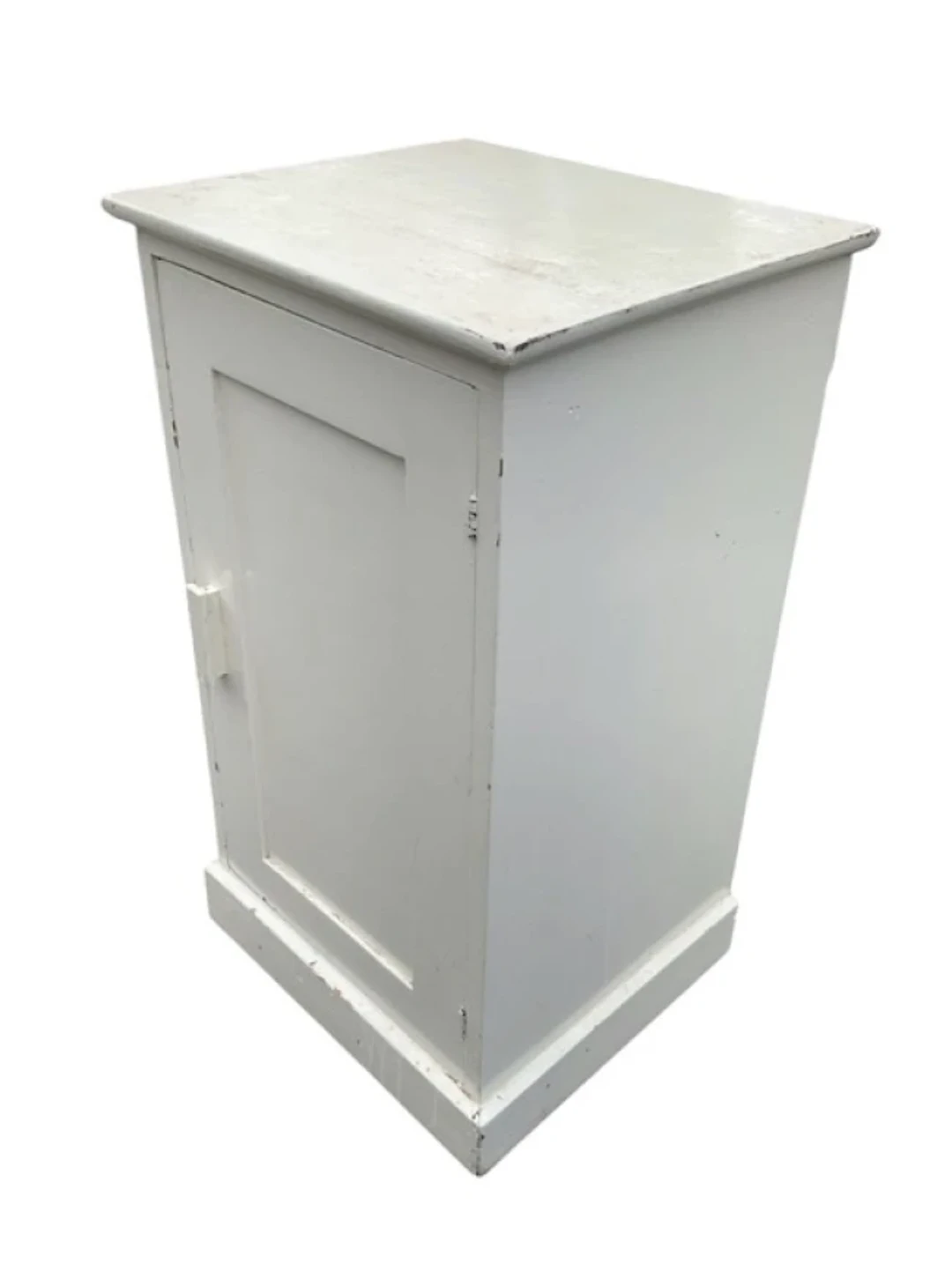 An Edwardian painted mahogany bedside cabinet, the rectangular top