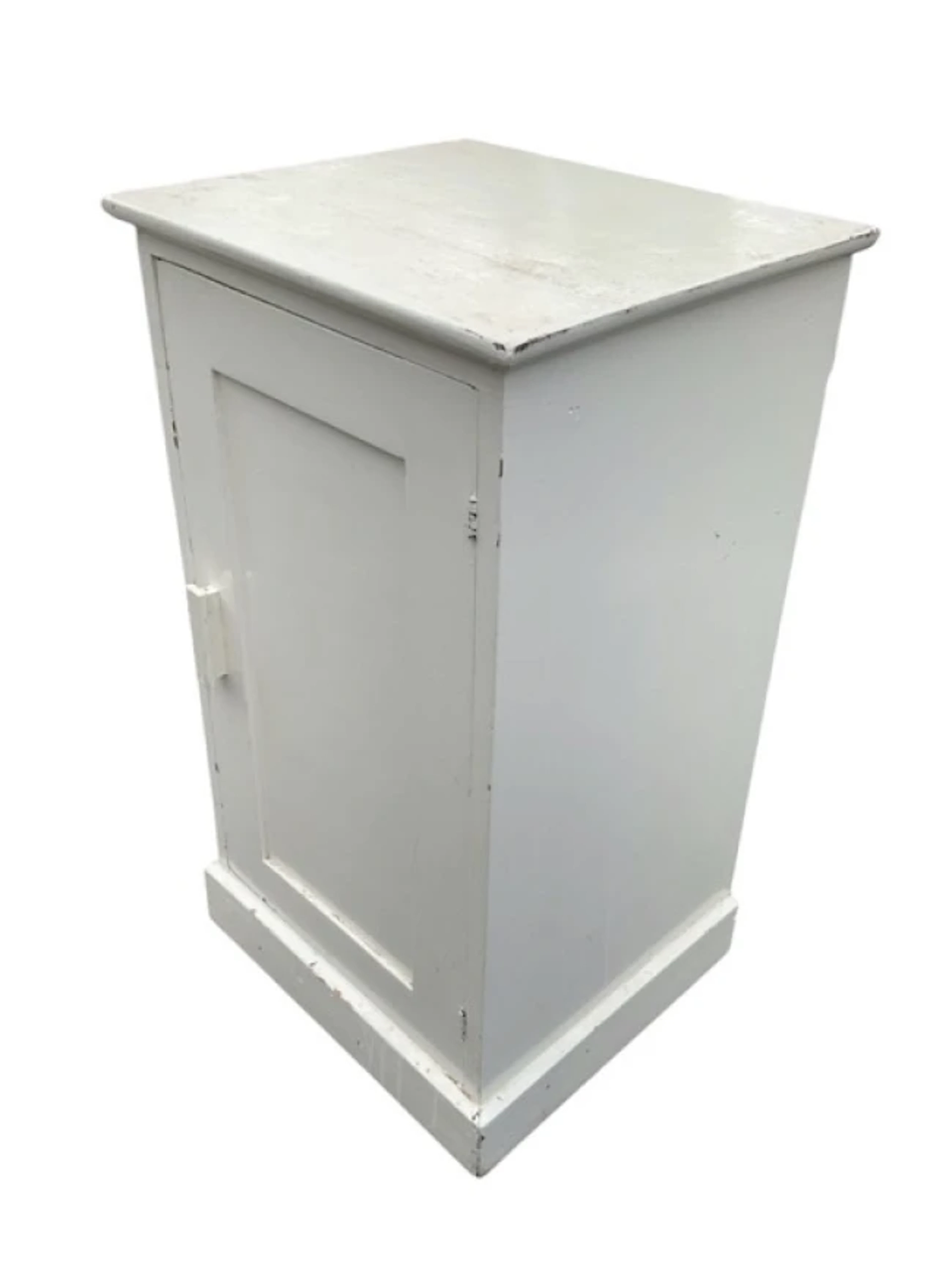 An Edwardian painted mahogany bedside cabinet, the rectangular top