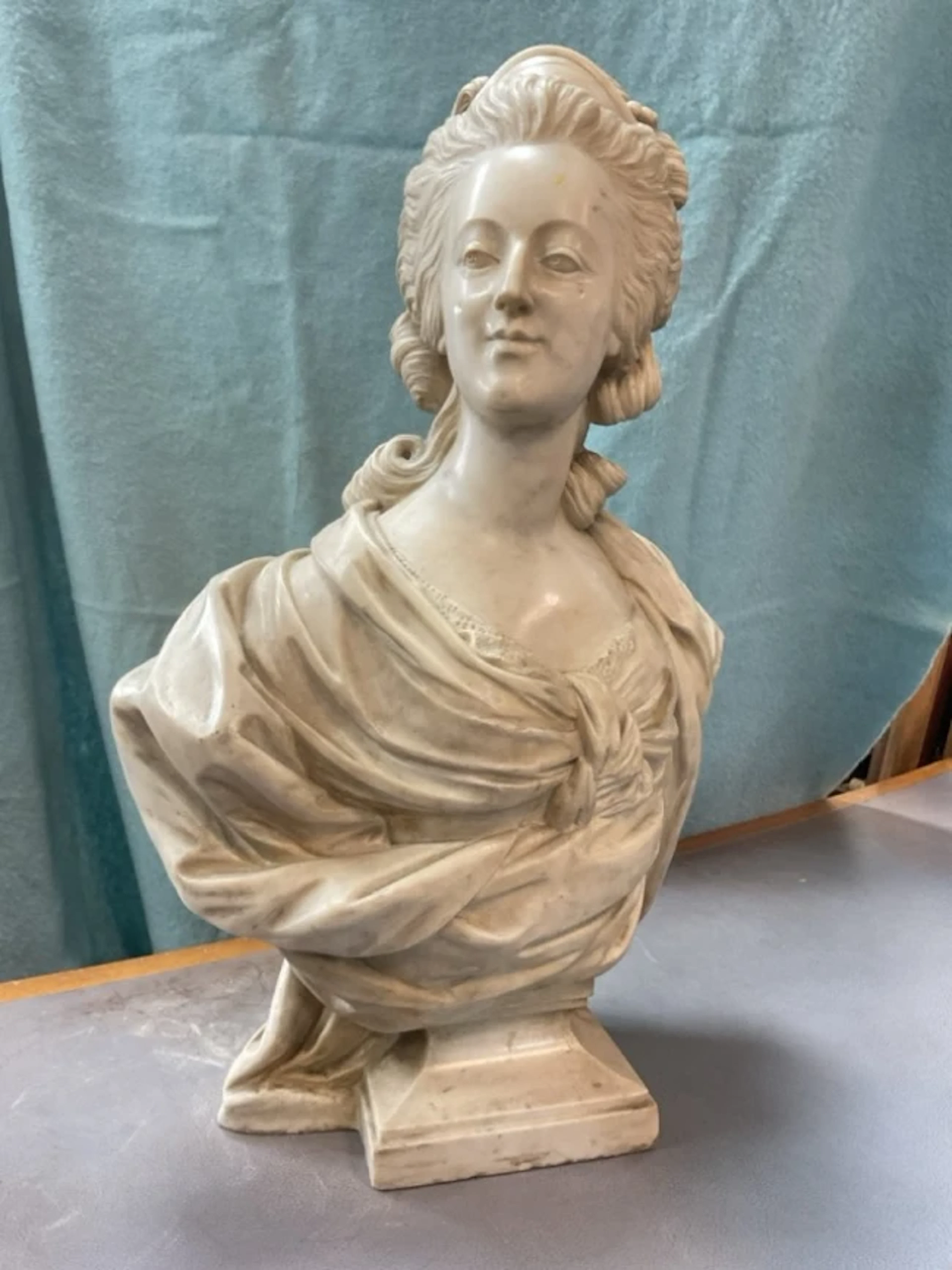 After Louis-Simon Boizot, marble, a French late C19th bust of Marie