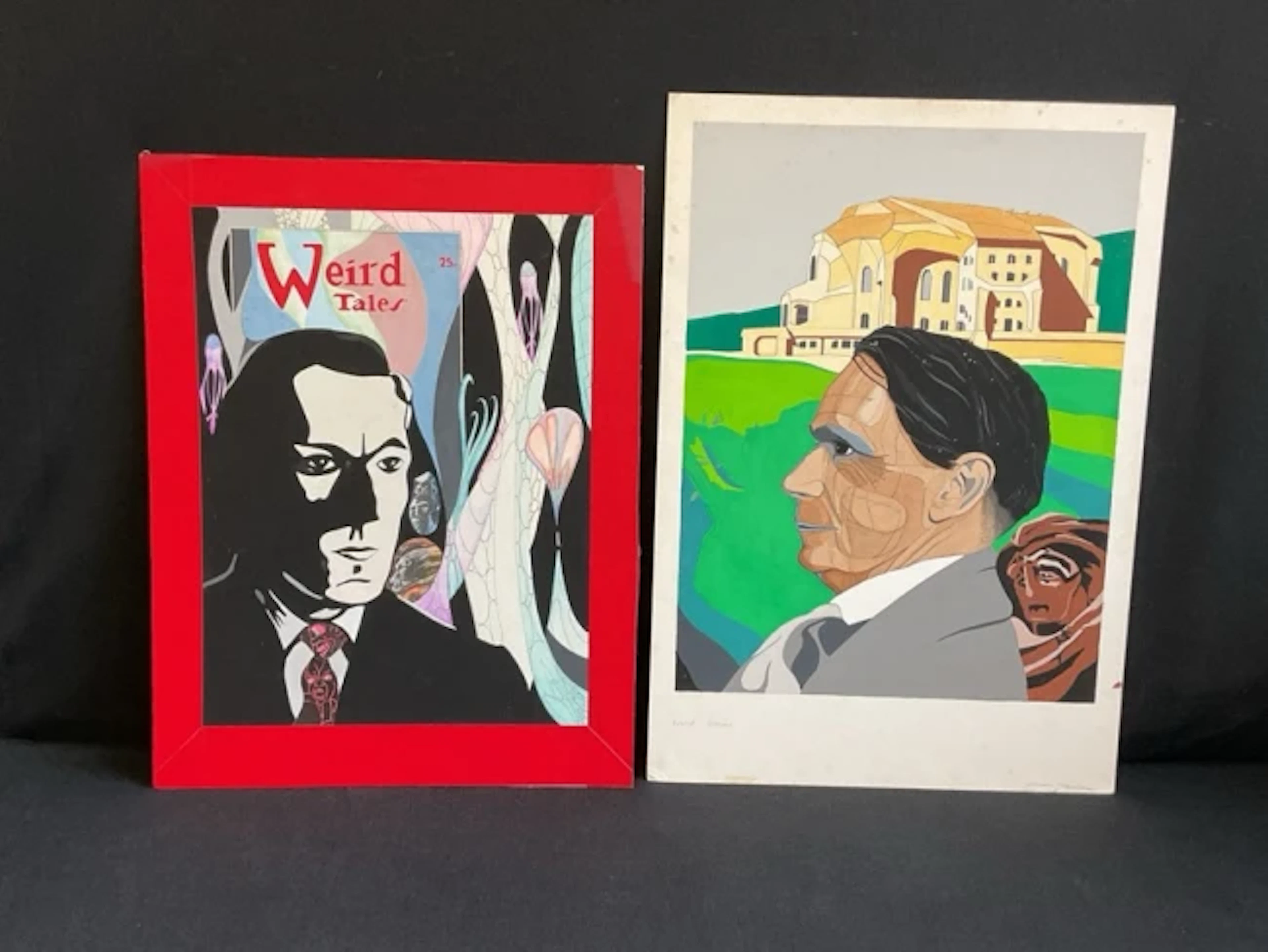 John Bolton, gouache, portrait of author HP Lovecraft, original artwork