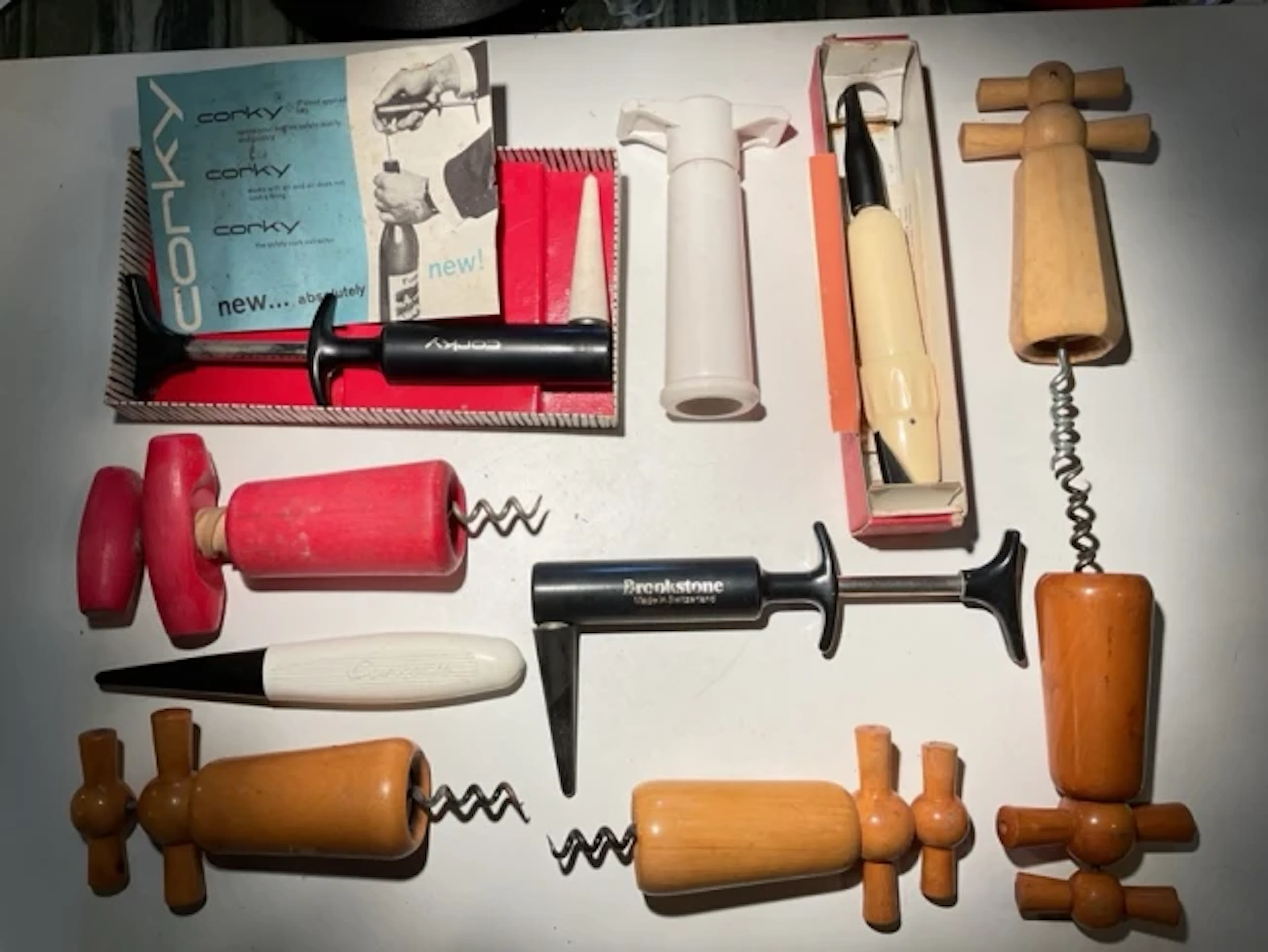Corkscrew Collection Five wood sleeved mechanical models - stained