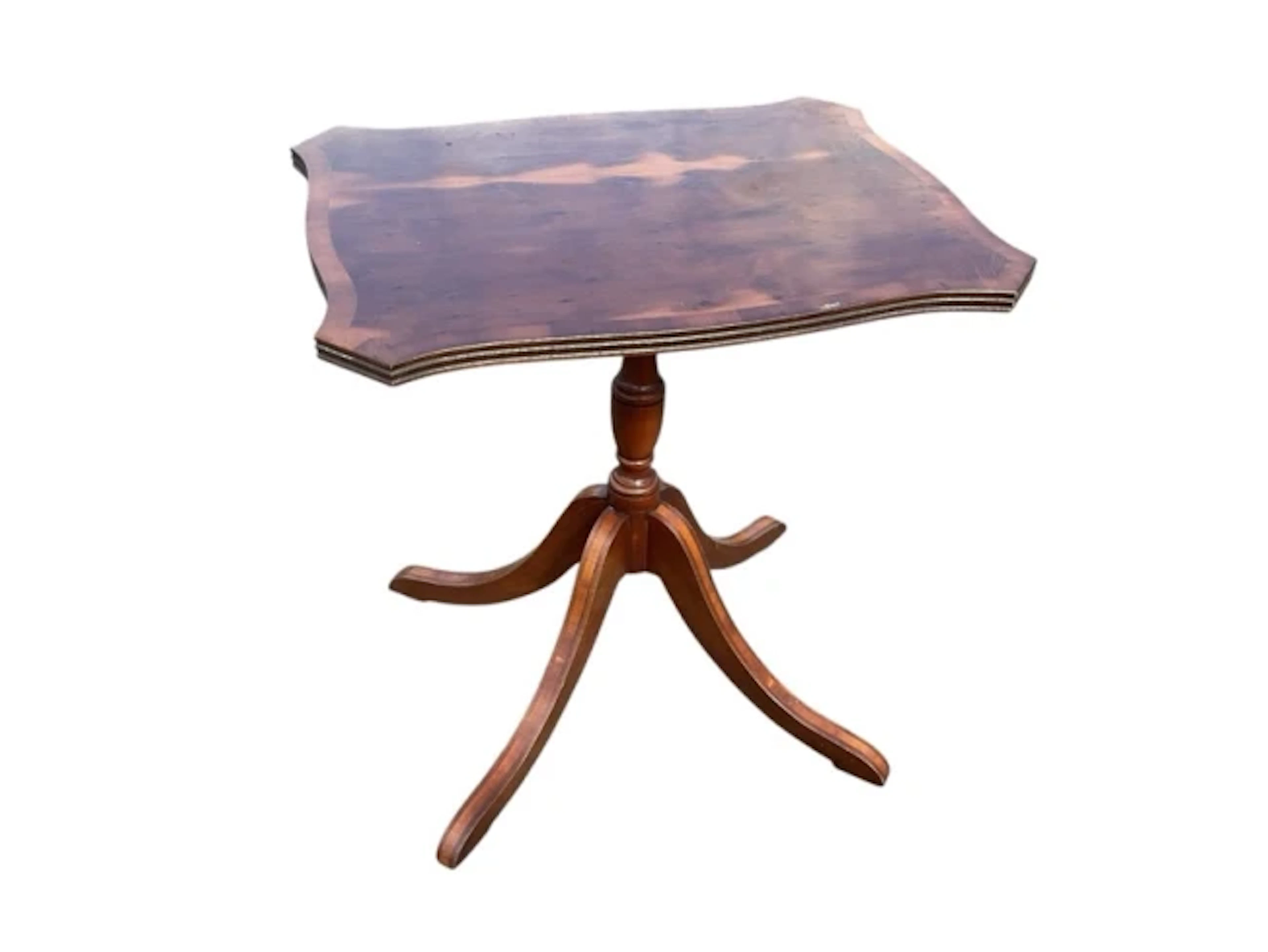 A regency style yew occasional table with serpentine crossbanded reeded