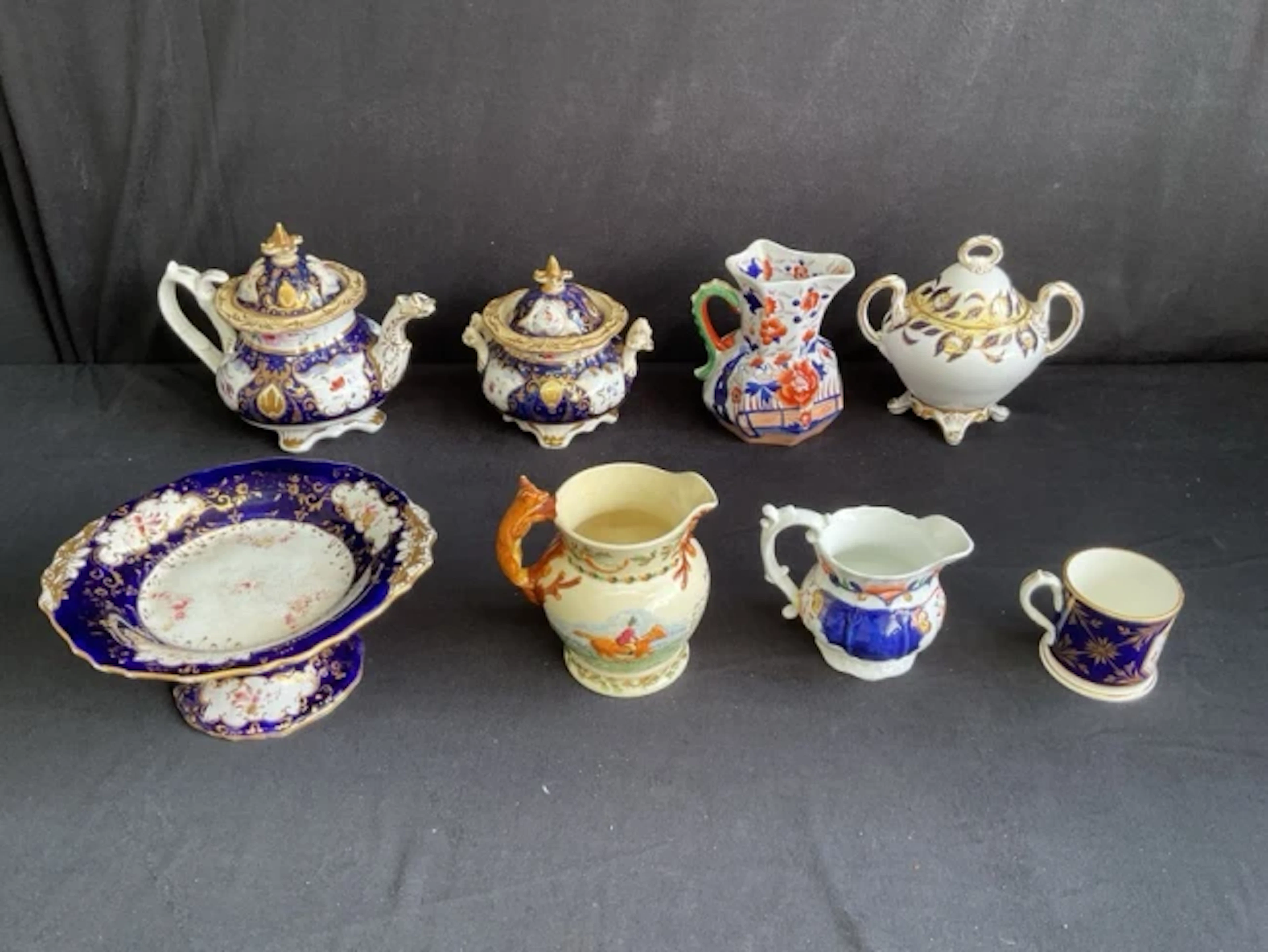 Miscellaneous handpainted ceramics including C19th Coalport teapot