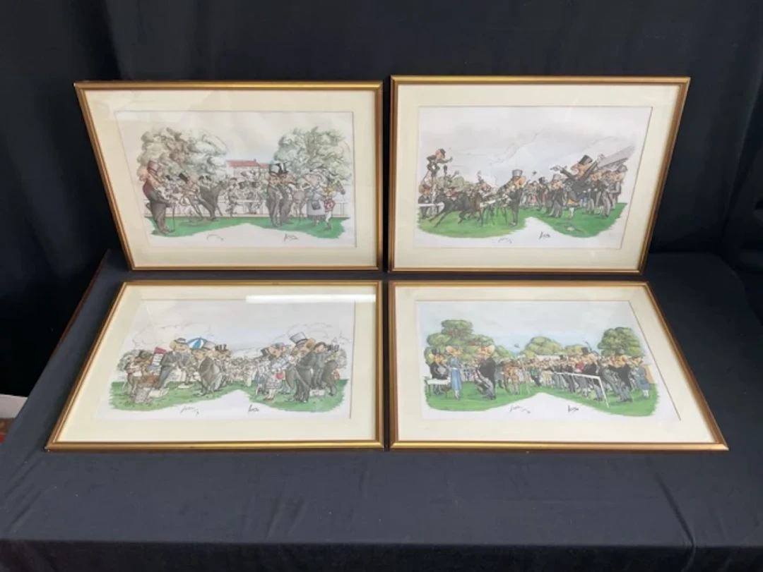 Loon - Alasdair Hilleary, lithographs, a set of four horse racing