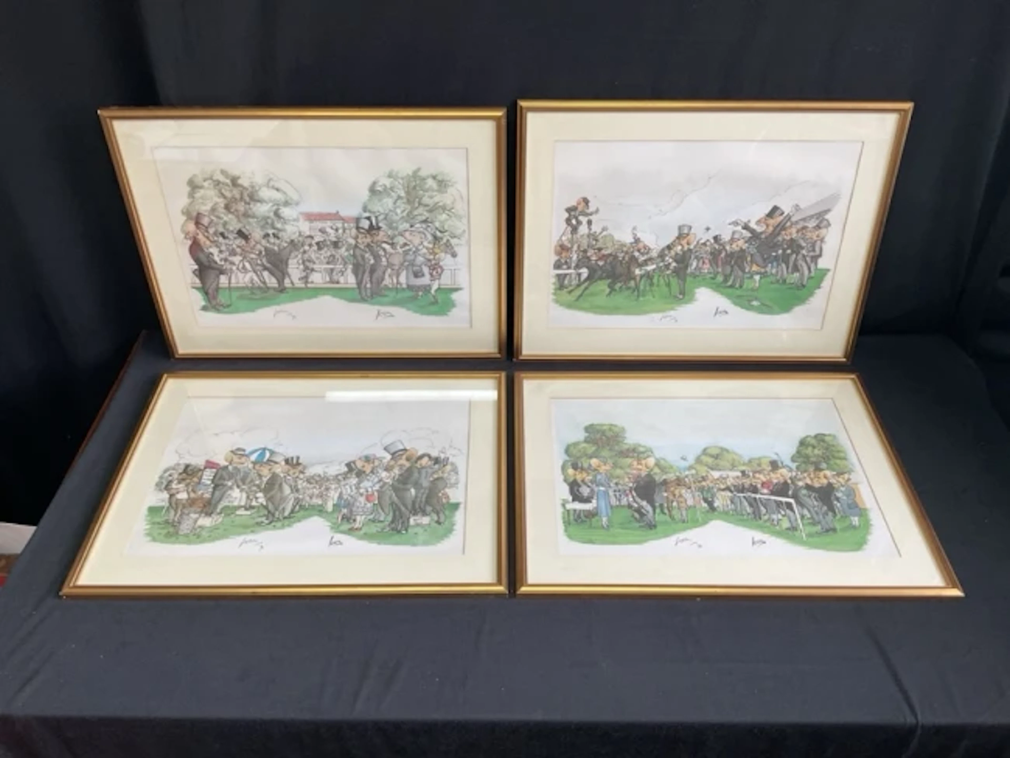Loon - Alasdair Hilleary, lithographs, a set of four horse racing