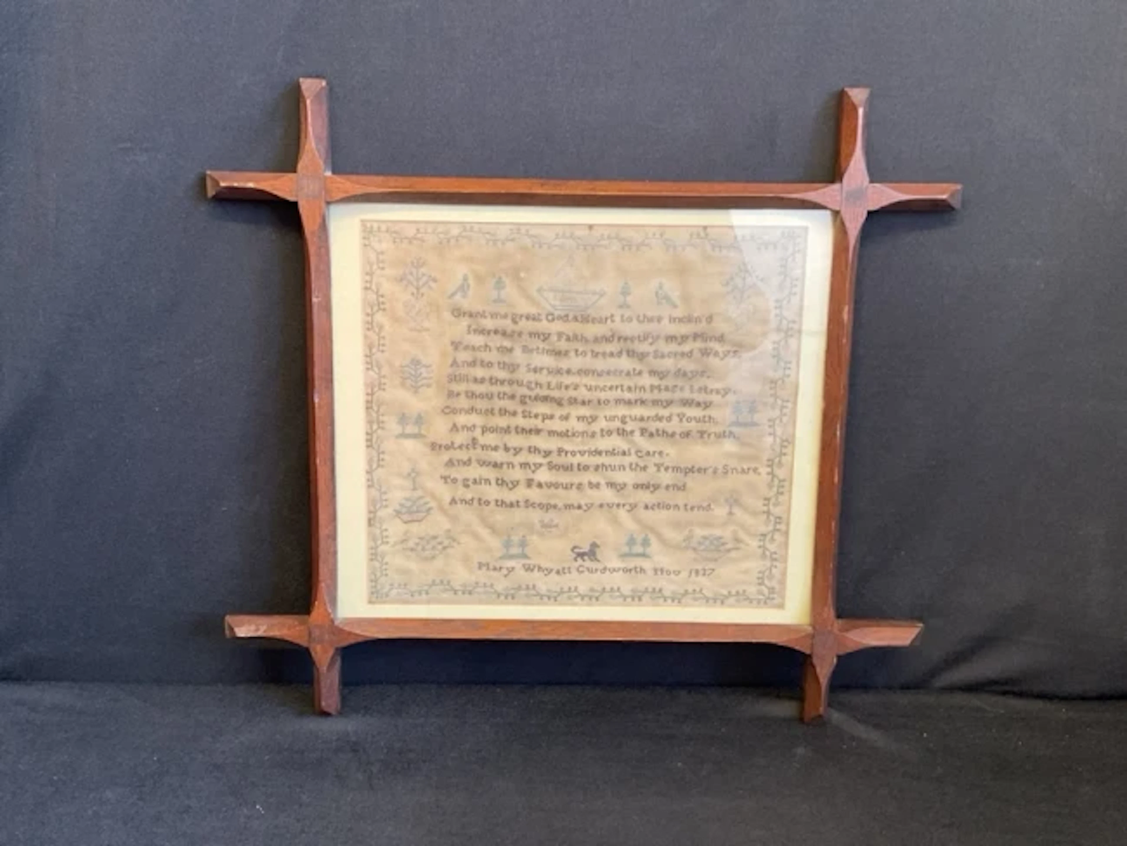 A Victorian sampler by Mary Whyatt Curdworth dated Nov 1837 worked