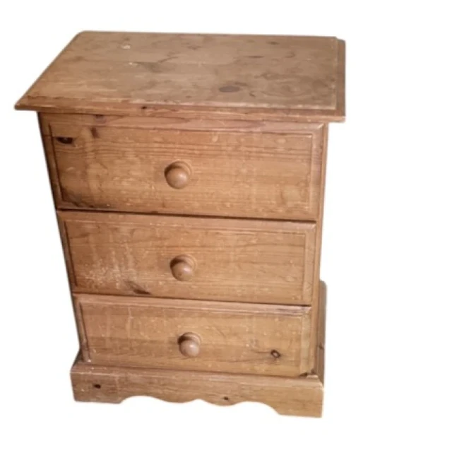 A Victorian style pine bedside chest with moulded rectangular top