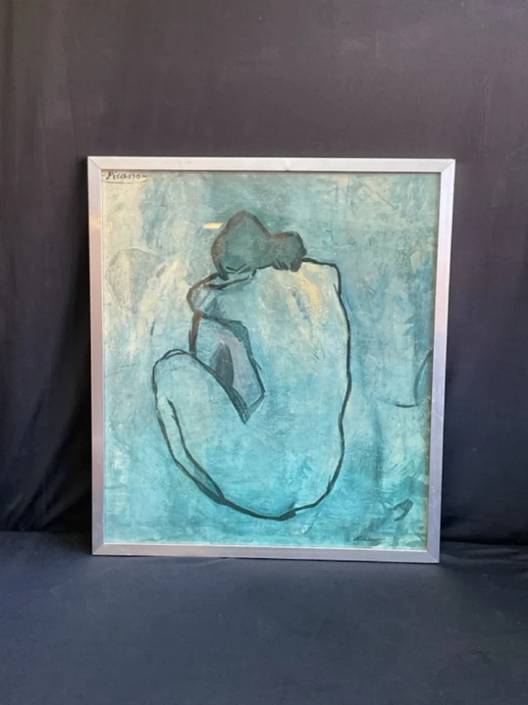 Pablo Picasso, coloured print, Blue Period seated female nude from