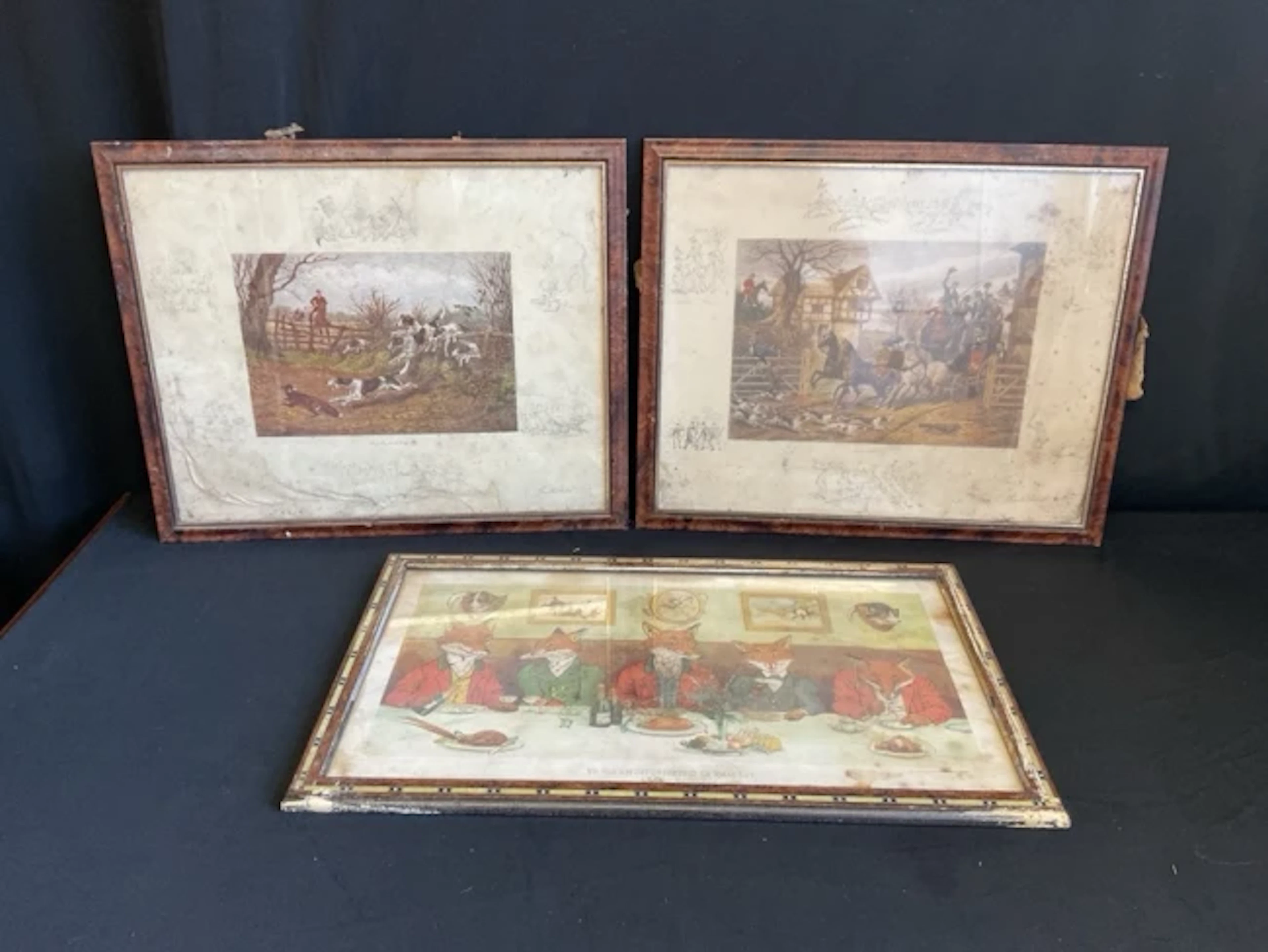 Harry B Neilson, coloured lithograph, foxes at table titled Mr Fox’s