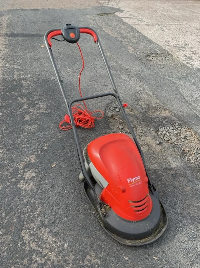An electric Flymo garden hoover vac 250, the machine complete with cable.