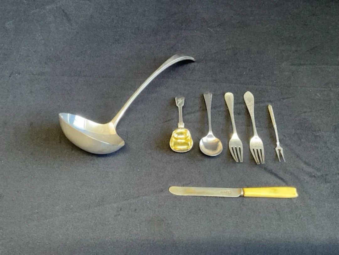 Miscellaneous hallmarked silver - a Sheffield ladle, a London sugar