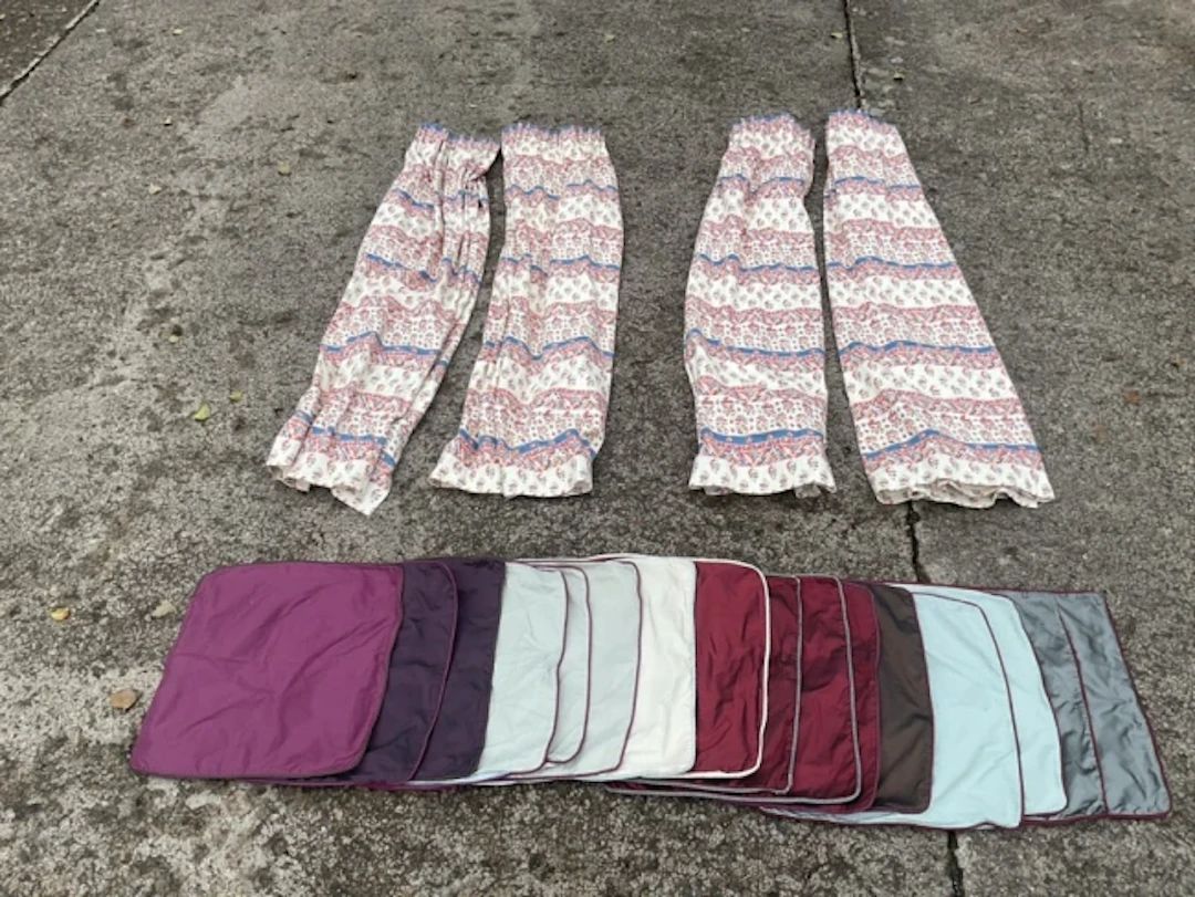 Two pairs of Parkertex lined printed cotton curtains in the Andalusia