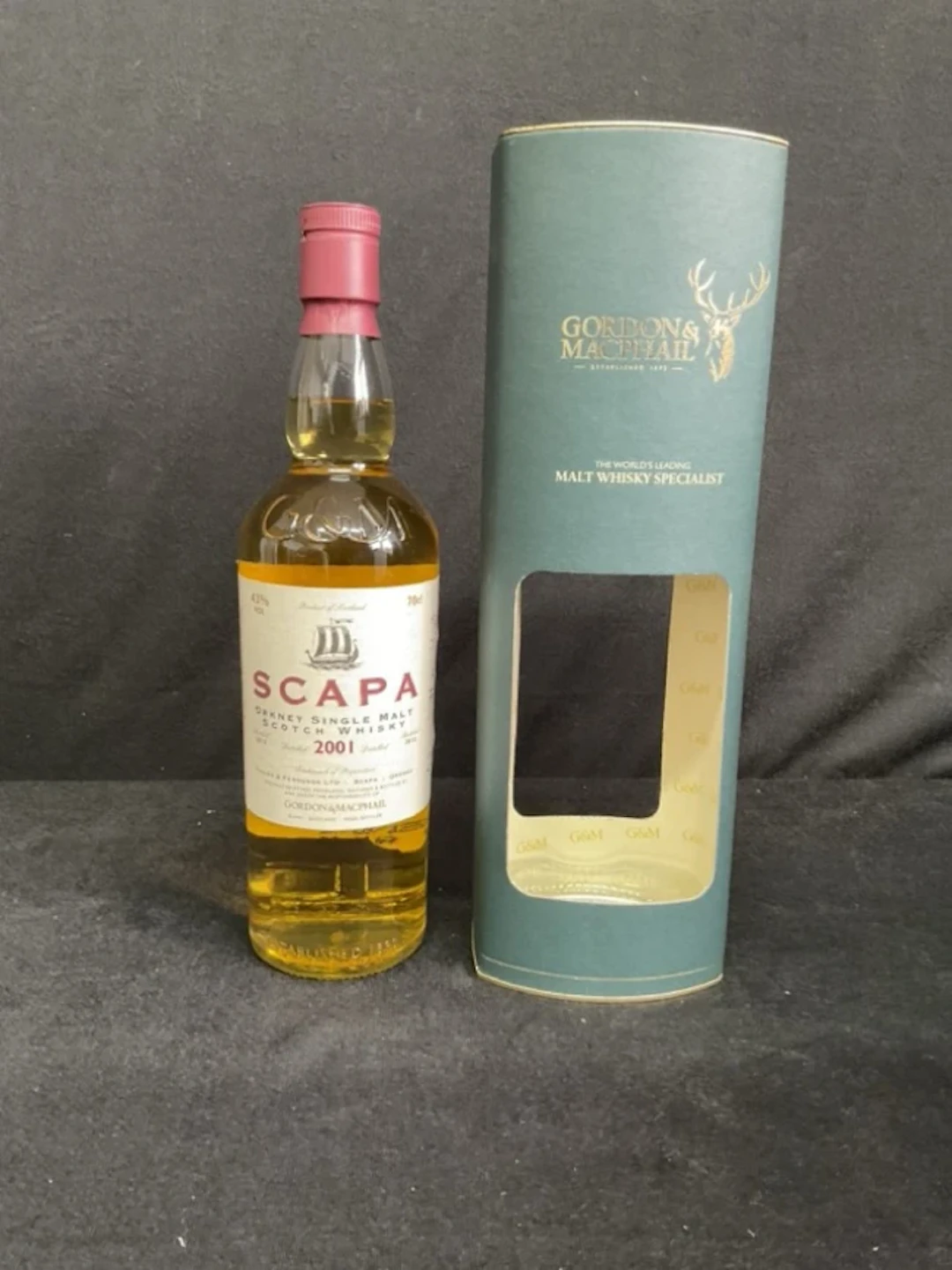 A bottle of Scapa Orkney single malt whisky by Gordon & Macphail