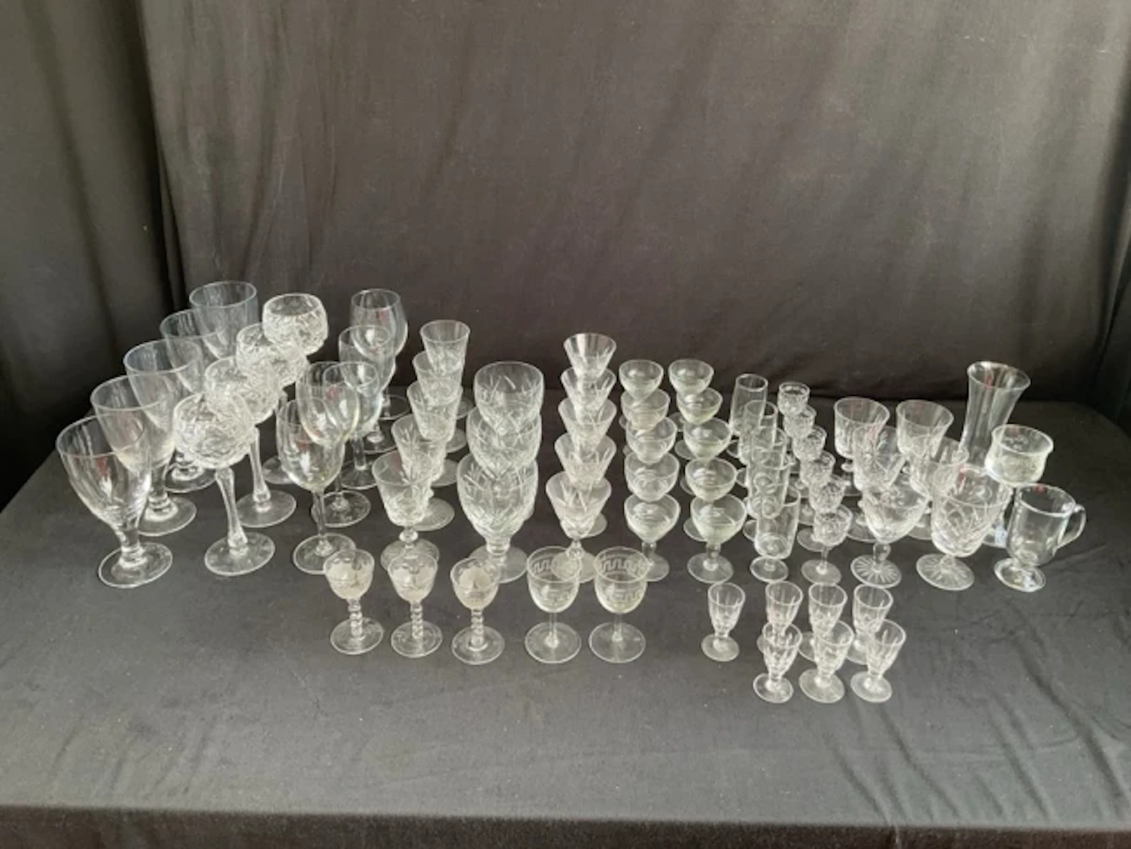 Miscellaneous drinking glasses - sets of wine, liqueur, sherry, cut