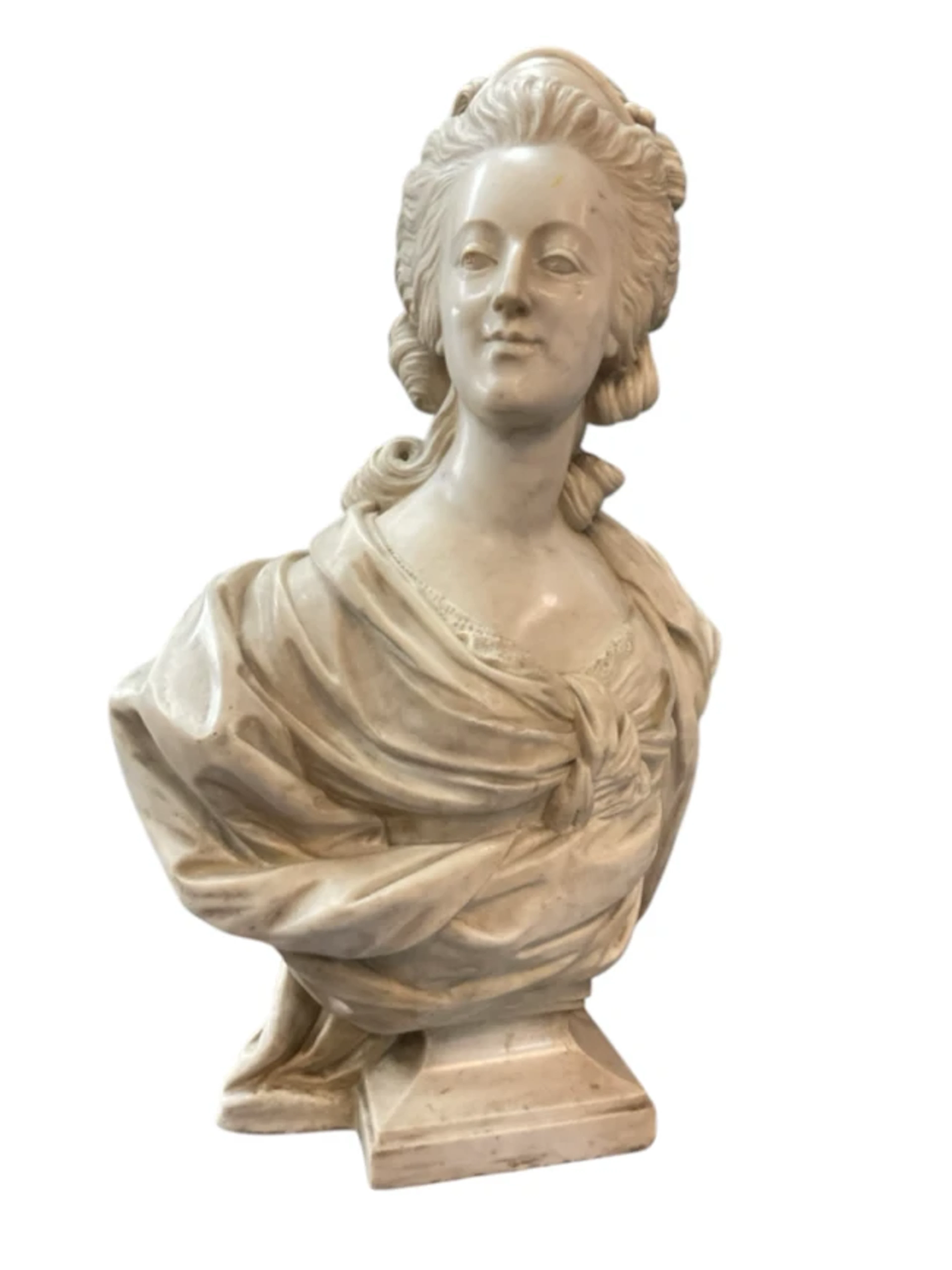 After Louis-Simon Boizot, marble, a French late C19th bust of Marie