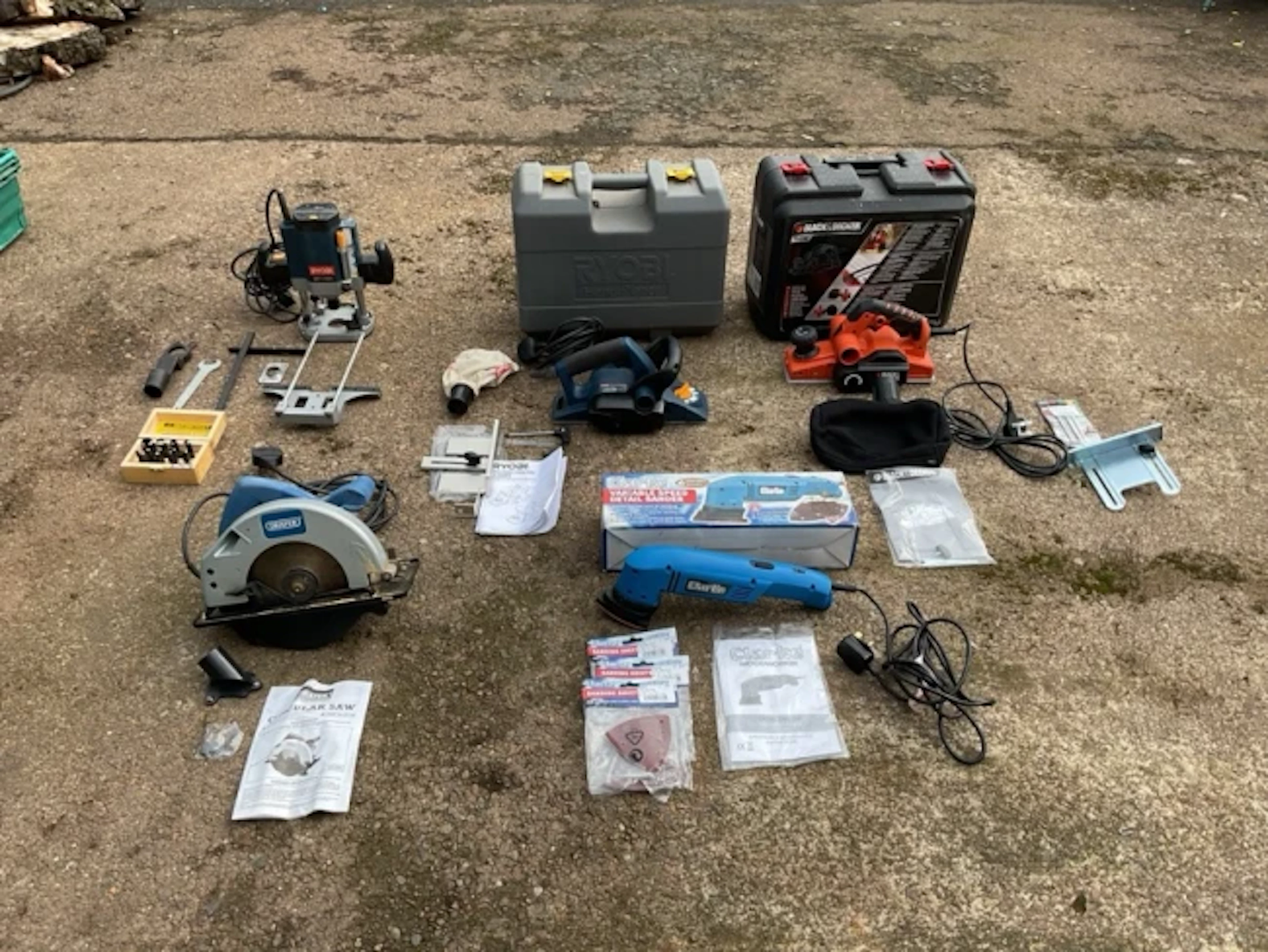 Miscellaneous power tools - a RYOBI electric planer with dust extractor;