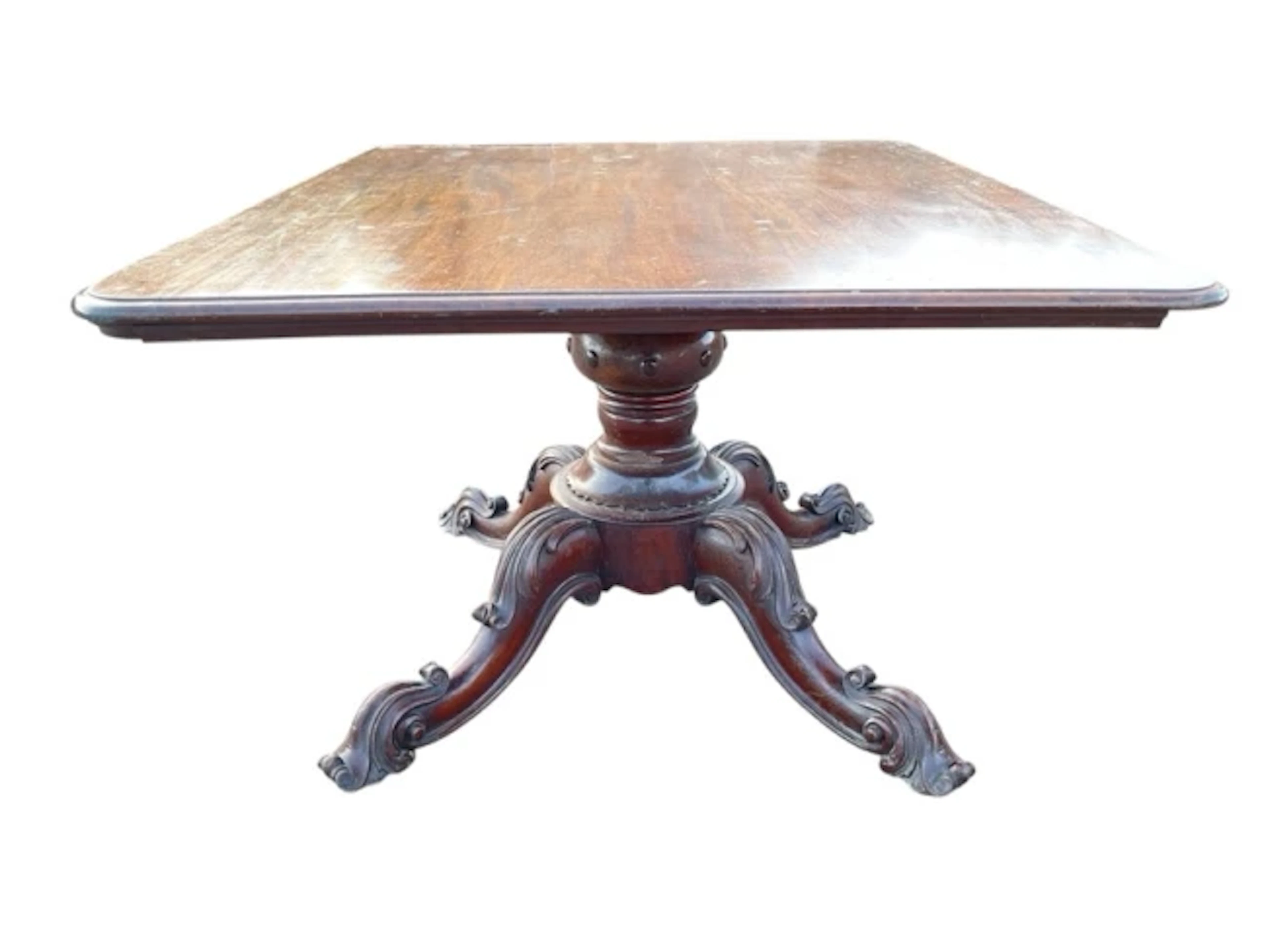 A C19th mahogany breakfast table with moulded rectangular rounded