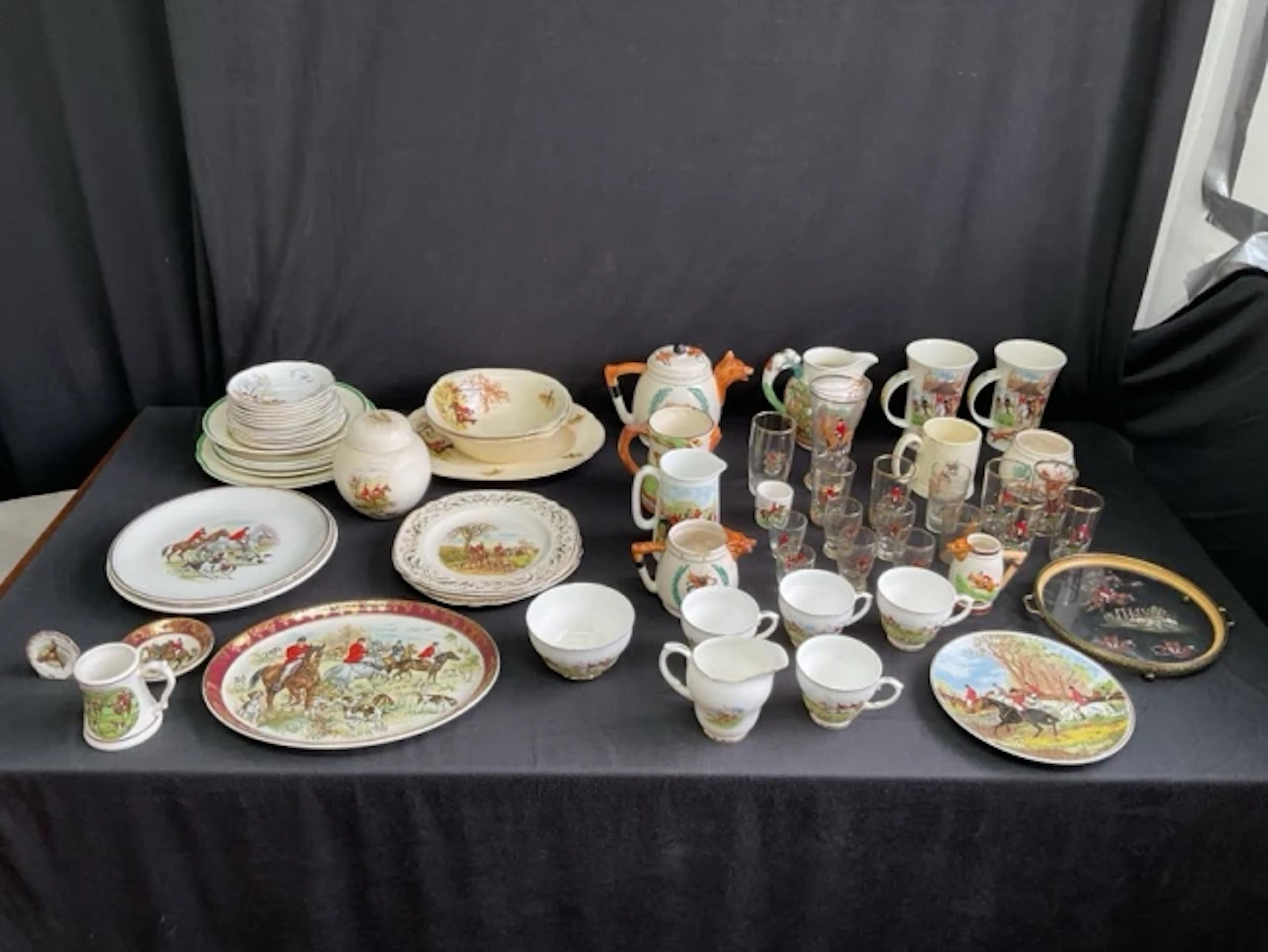 Miscellaneous hunting themed ceramics & glass - Staffordshire, dessert