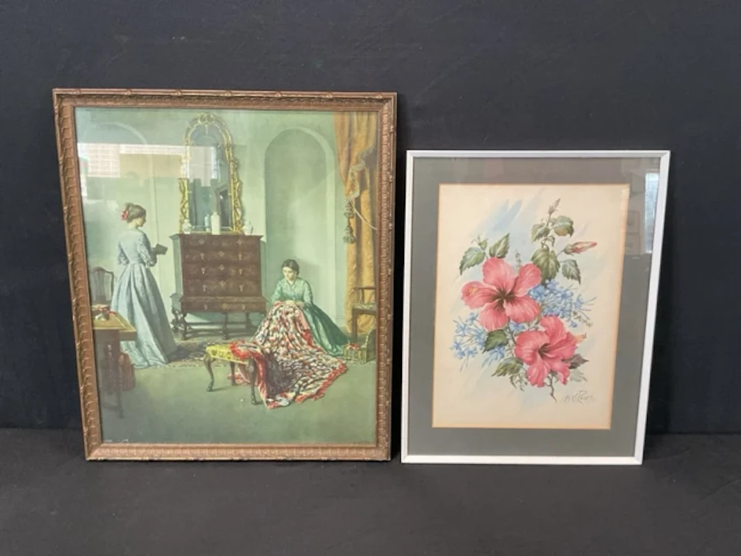 After Leonard Campbell Taylor, coloured print Victorian interior scene