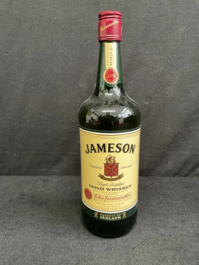 A litre bottle of Jameson triple distilled Irish whiskey.