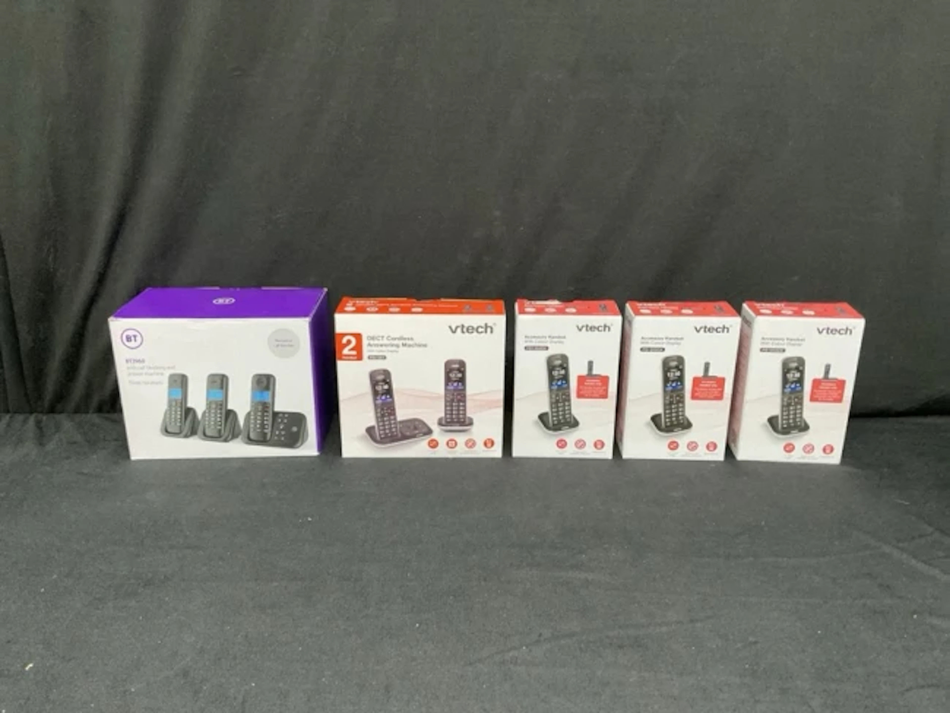 A boxed BT3960 cordless three handset digital telephone set with answer