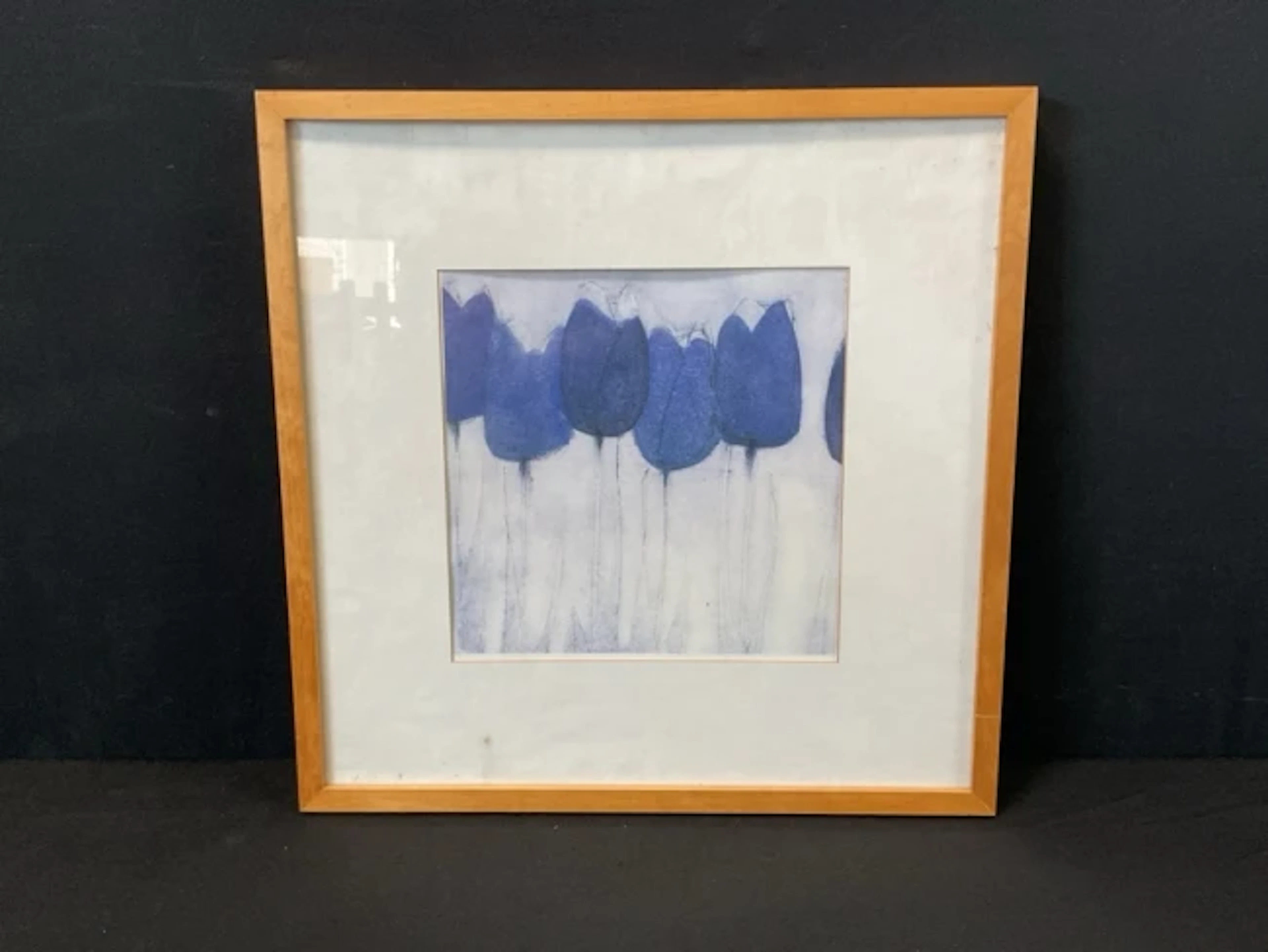 After Scott Olsen, coloured print, Blue Tulips, unsigned, mounted
