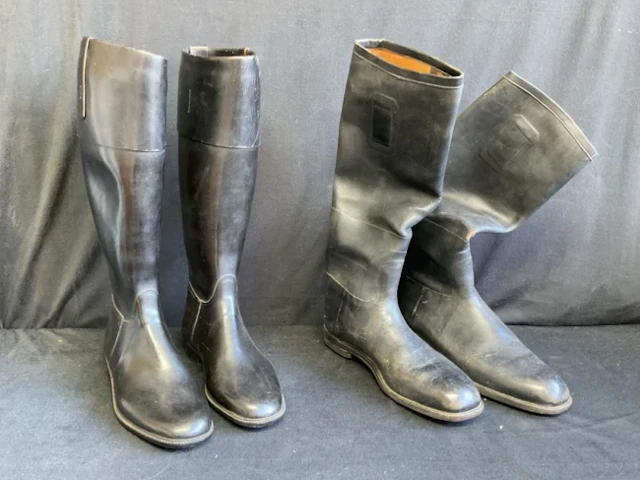 A pair of JC Cording & Co leather hunting boots - size 11?; and another