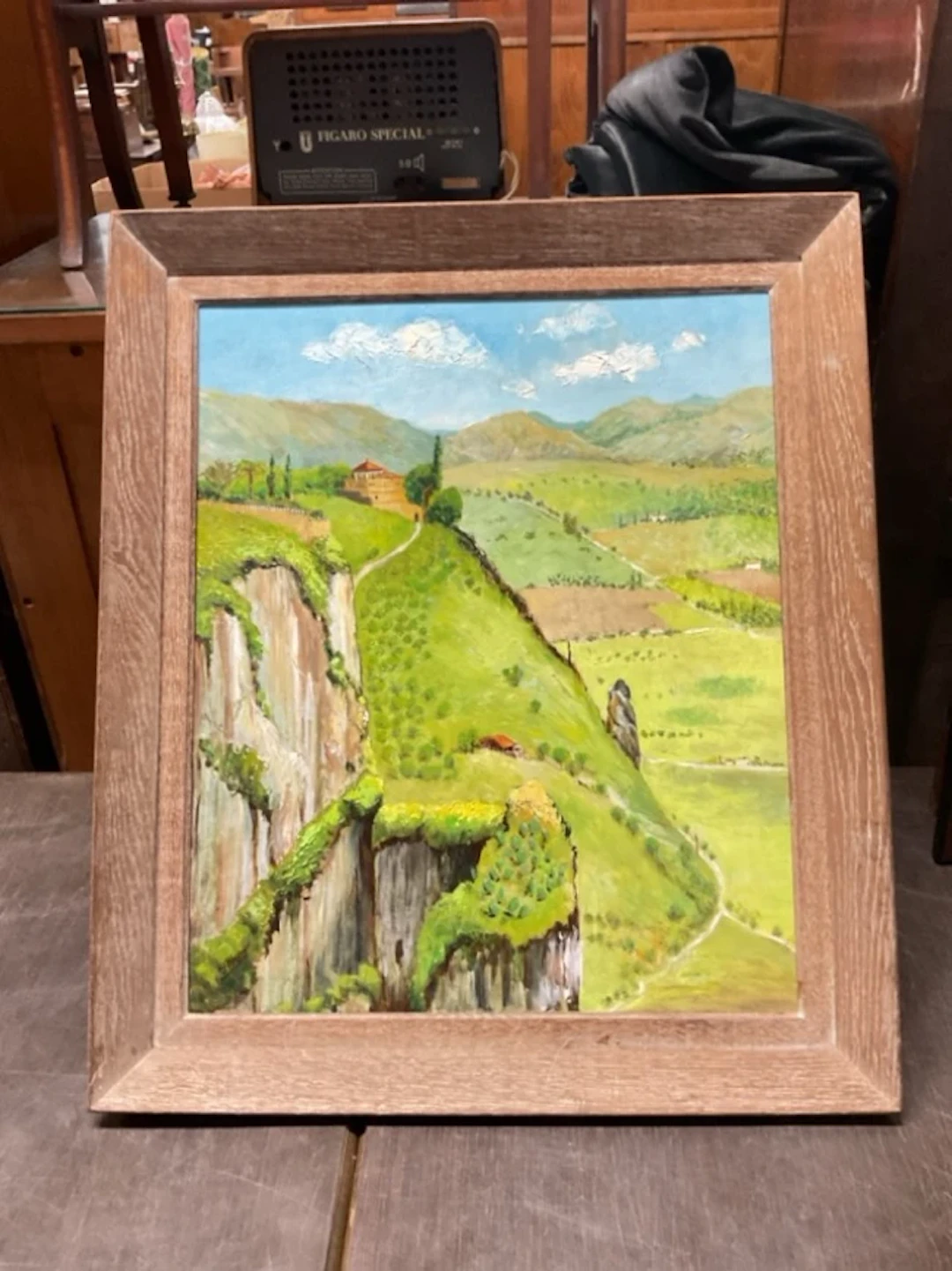 Leslie West, oil on board, steep hilly landscape, titled Ronda Andalusia
