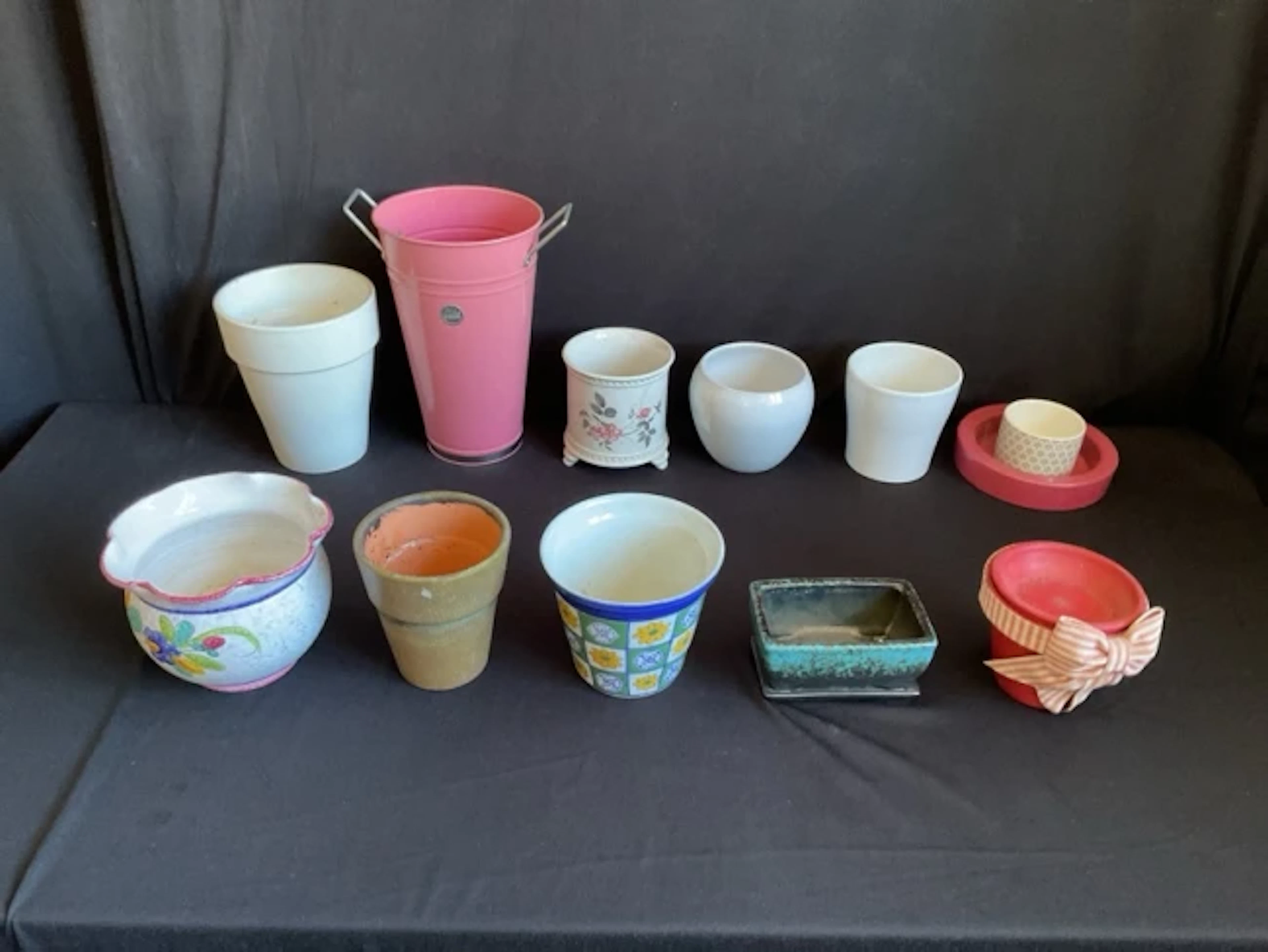 Miscellaneous planters - bonsai, floral, ceramic bow decoration, floral